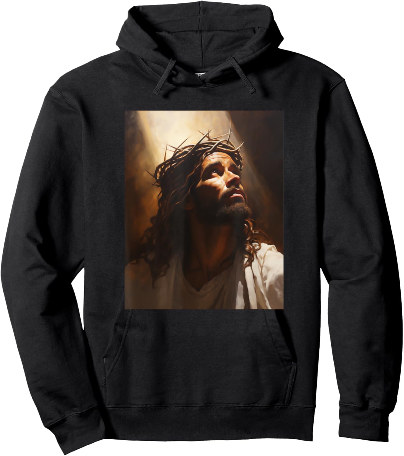 Jesus Christ In Light Wearing Crown Of Thorns Face Of Jesus Hoodie - Hoodie | Black