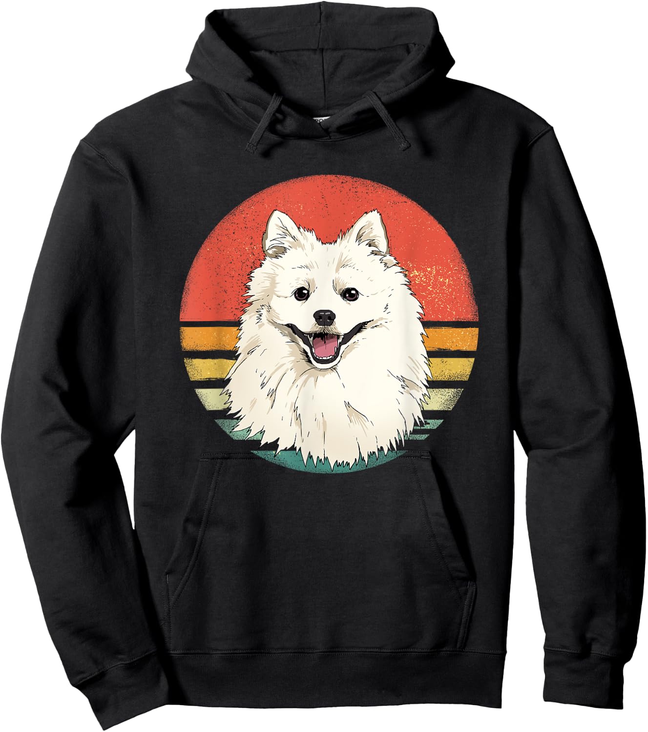 Retro American Eskimo Spitz Dog Animal Face Puppy Dog Lover Women Girls Kids Hoodie - Hoodie | Black