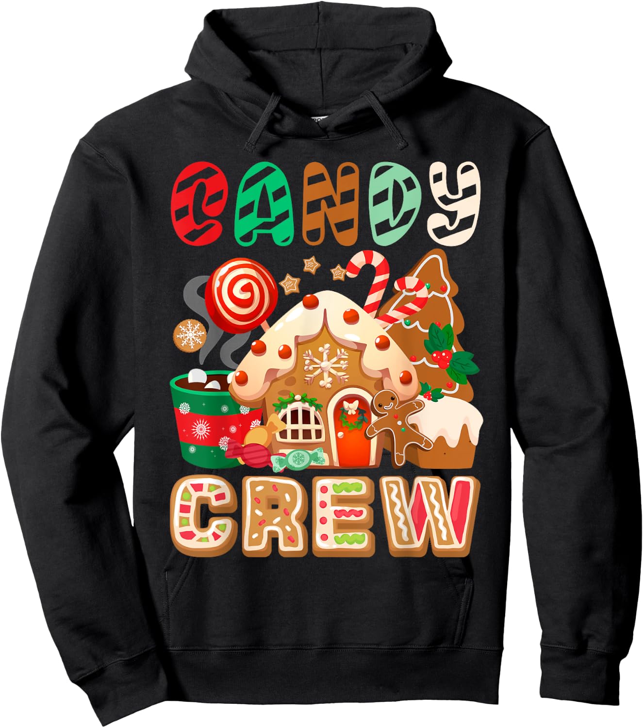 Funny Christmas Candy Crew Security Candyland Donut Pajama Hoodie - Hoodie | Black