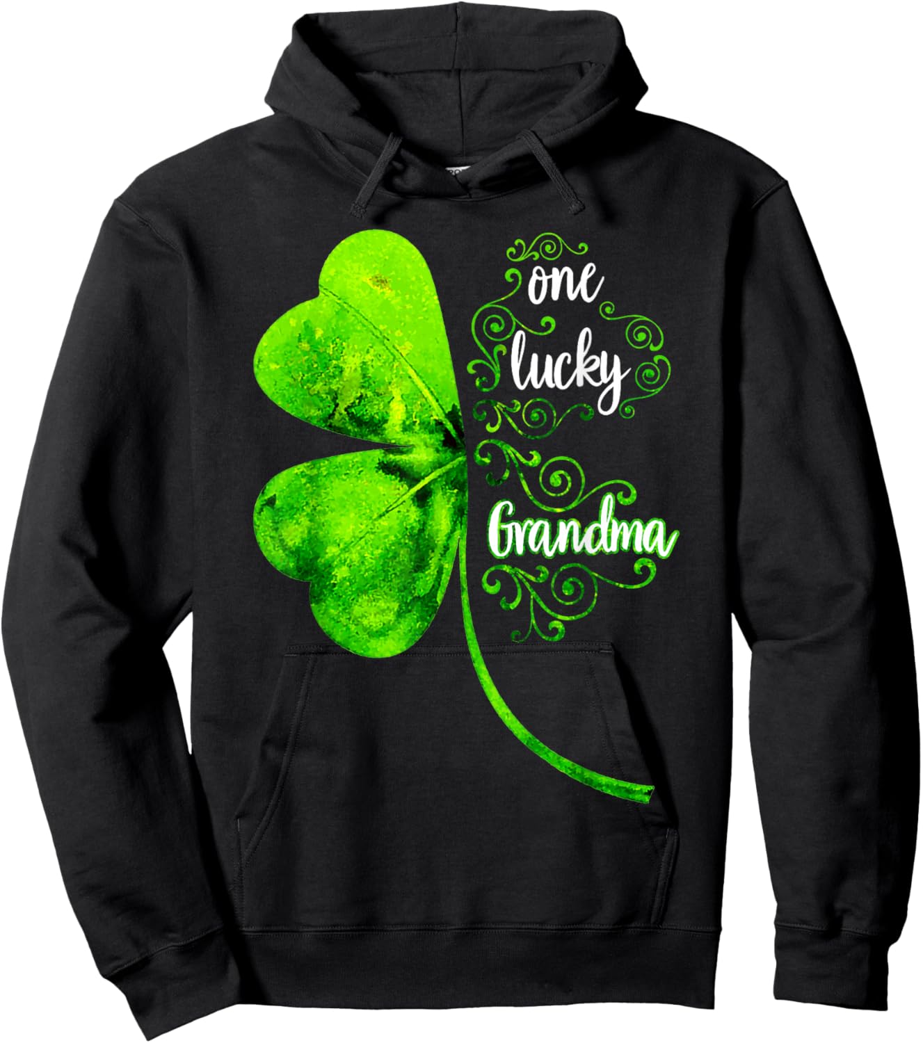 One Lucky Grandma Shamrock Grandma St Patricks Day Hoodie - Hoodie | Black