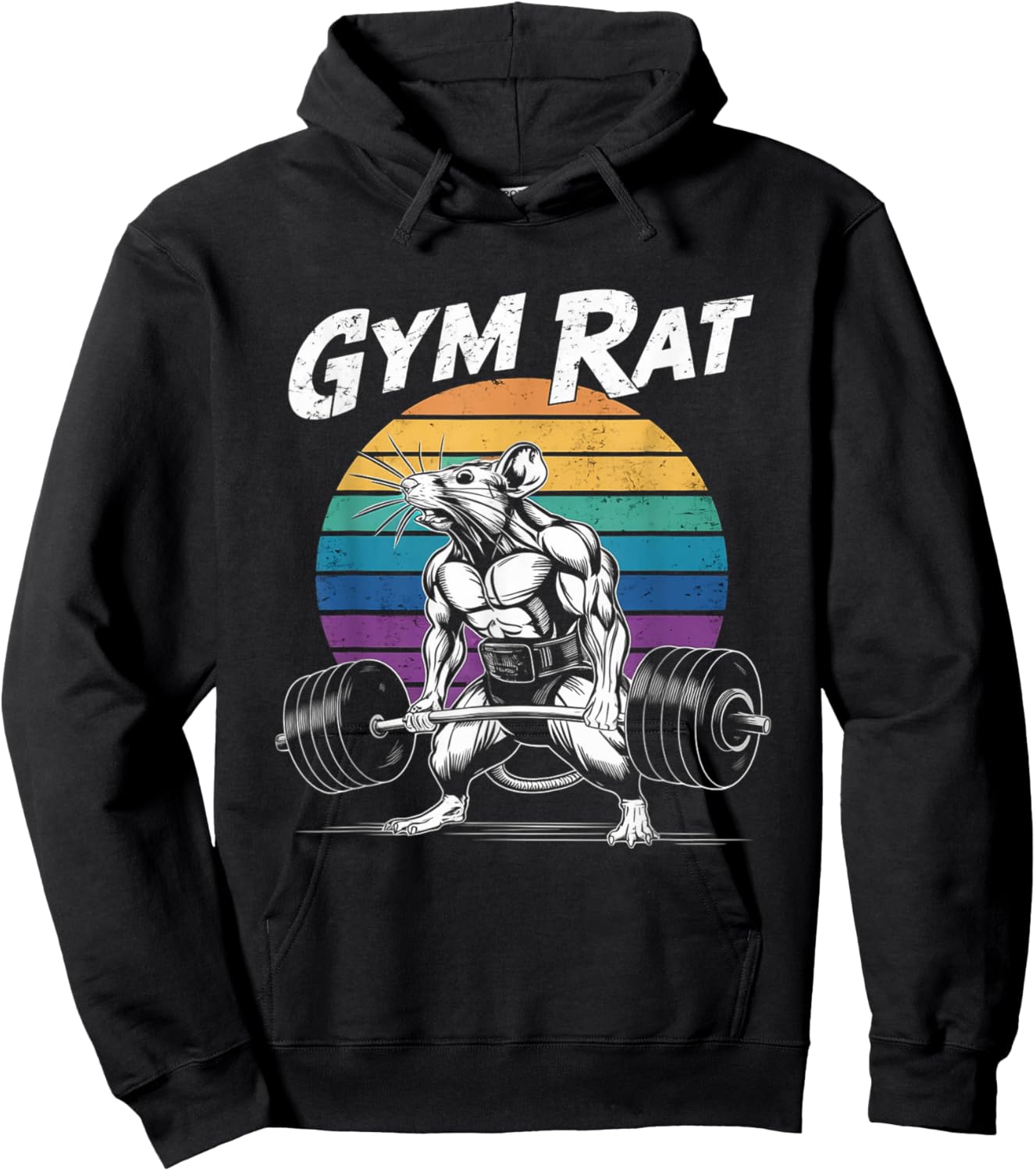 Muscular Gym Rat Weightlifting Bodybuilding Workout Hoodie - Hoodie | Black