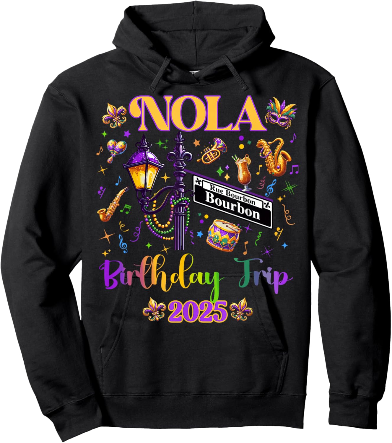 New Orleans Nola 2025 Girls' Birthday Bachelorette Hoodie - Hoodie | Black