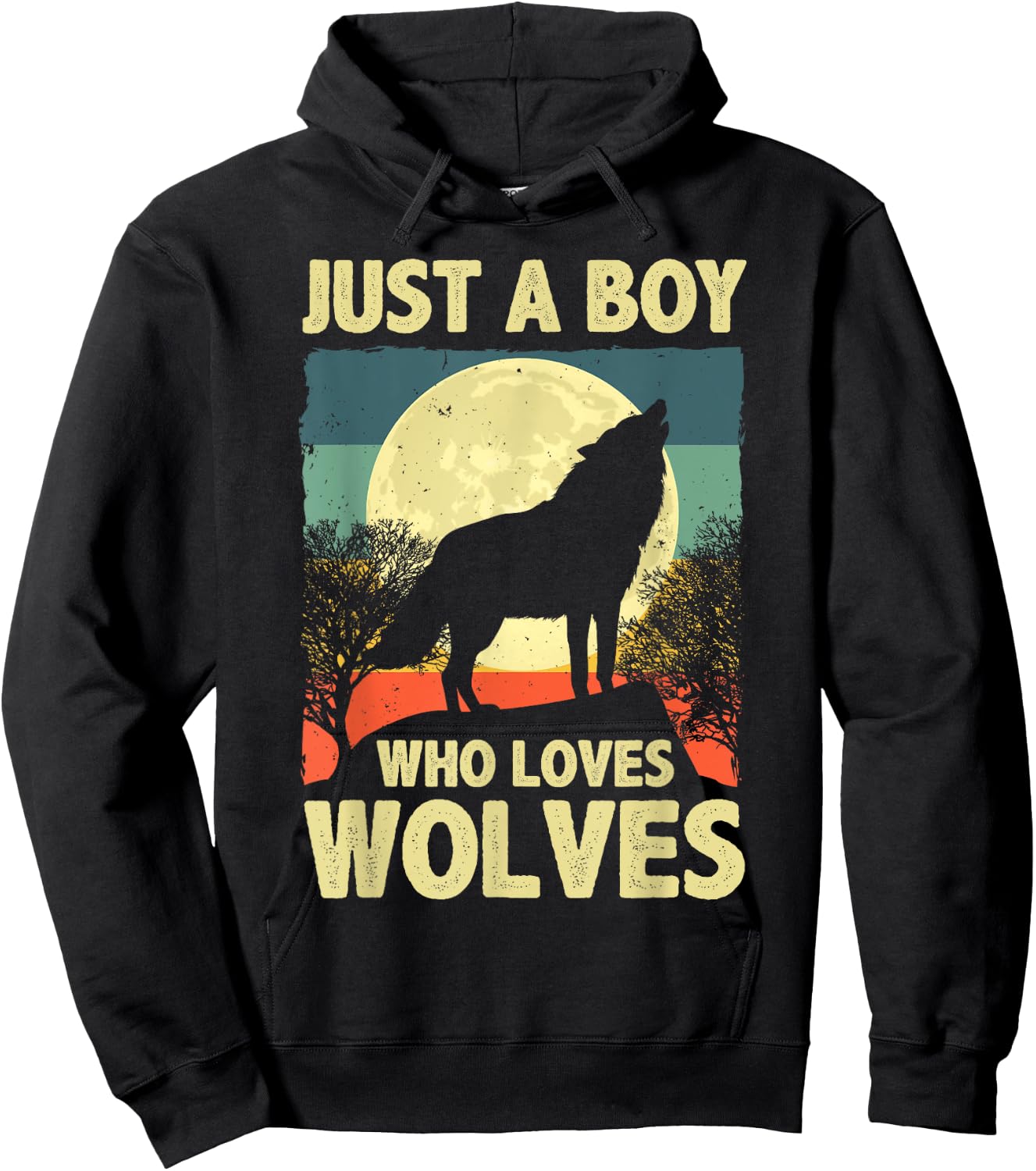 Cute Wolf Boys Wolf Lovers Howling Wolf Moon Wolves Hoodie - Hoodie | Black