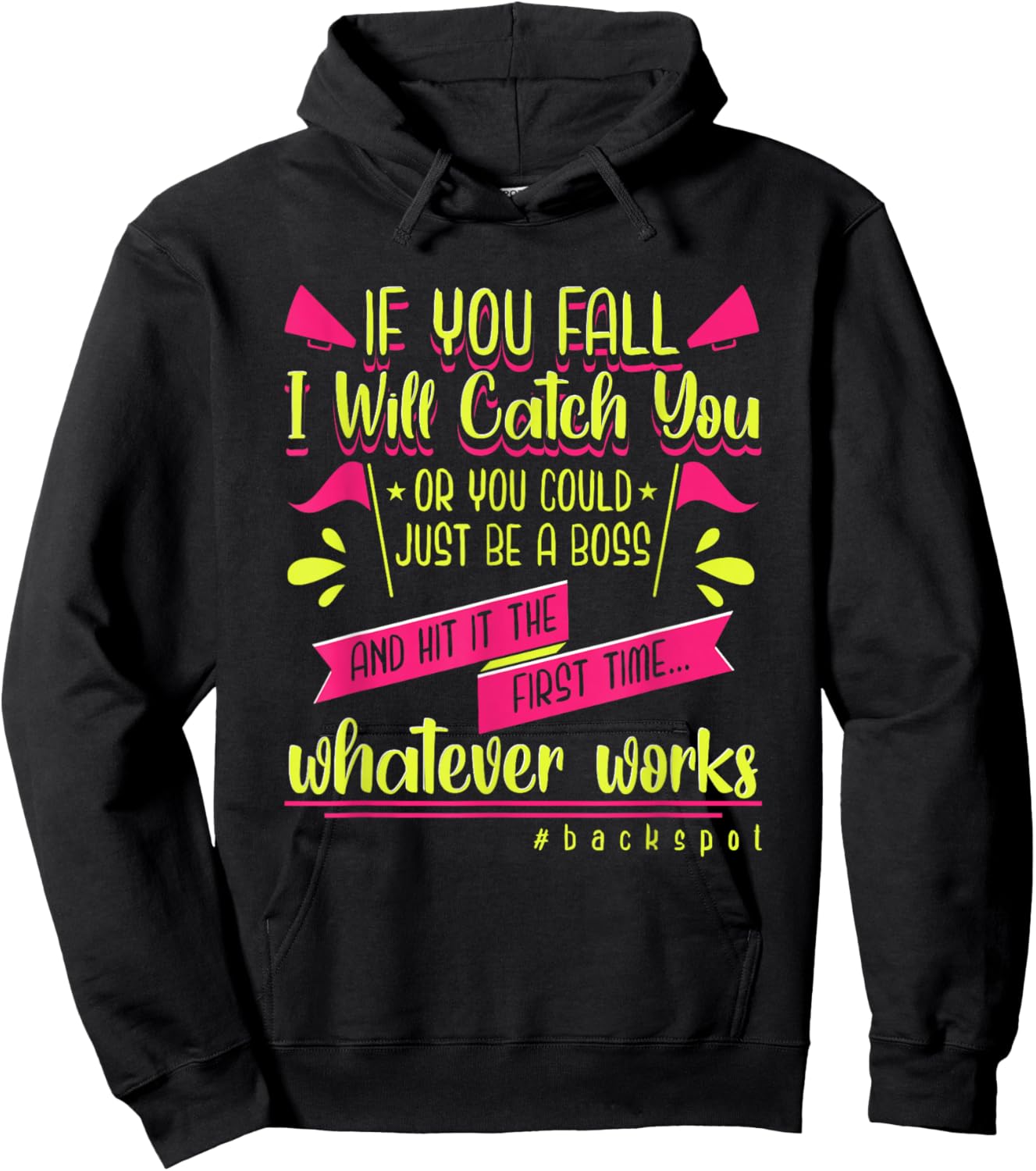 Cheerleading Cheerleader Funny Quote Backspot Cheer Sports Hoodie - Hoodie | Black
