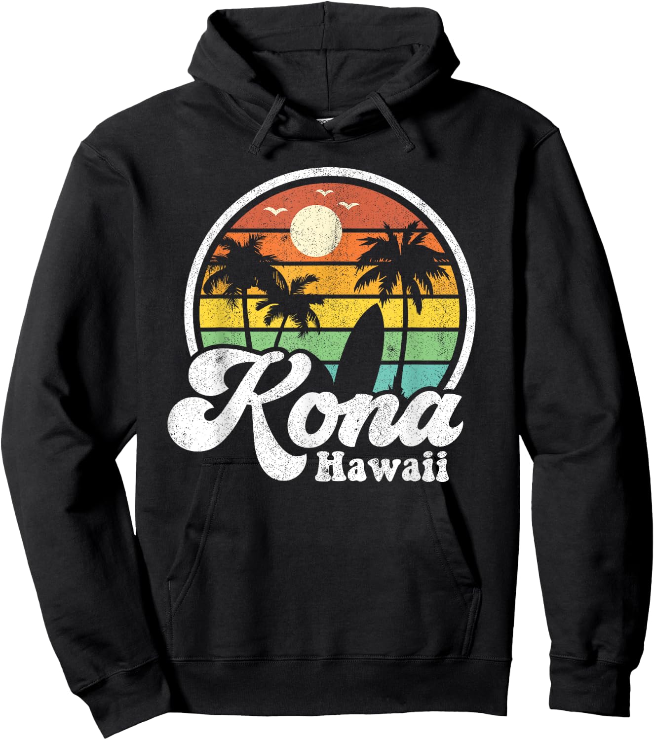 Vintage Kona Beach Hawaii Surf Hawaiian Surfing 70's Gift Men Women Girls Kids Hoodie - Hoodie | Black