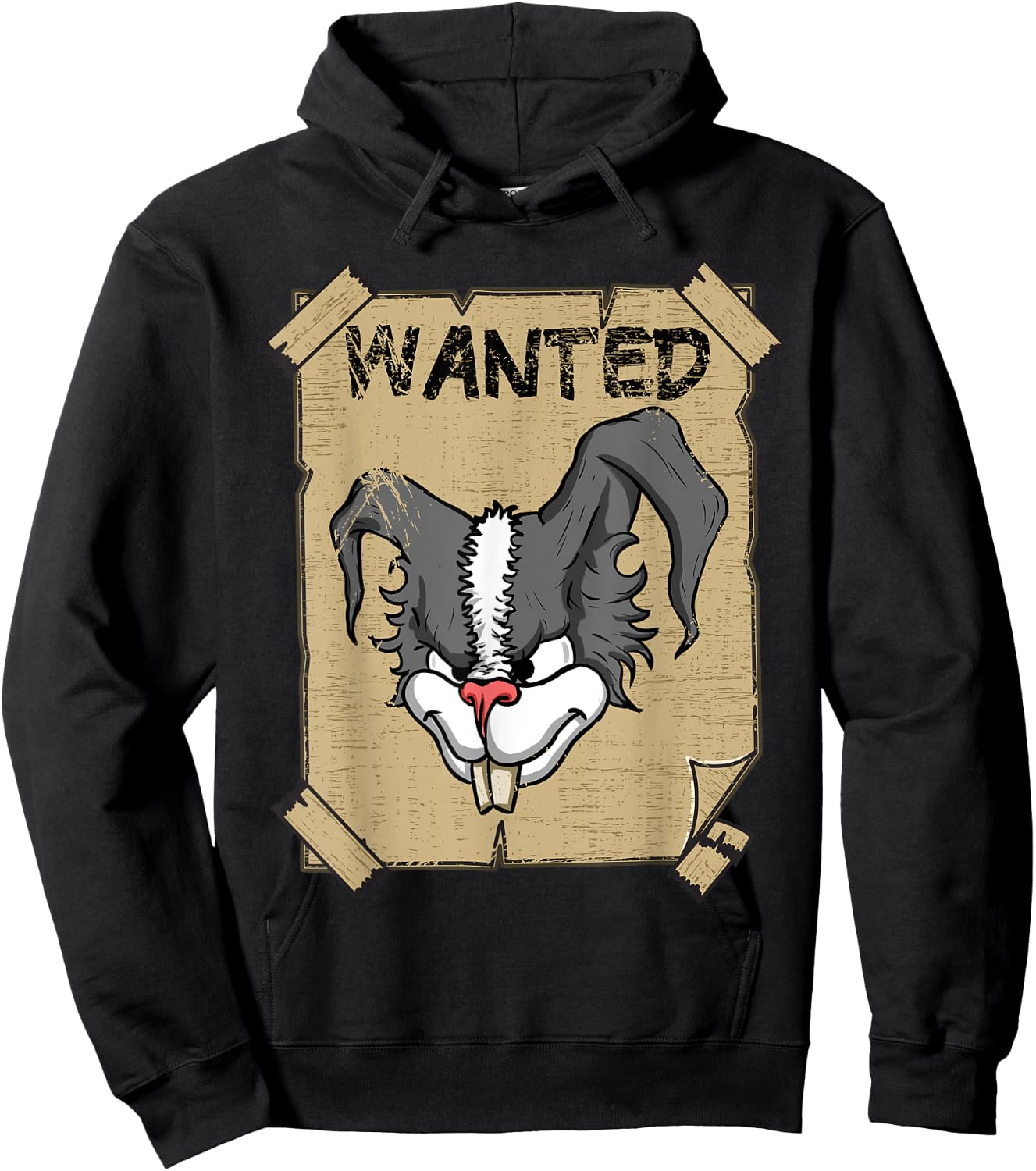 Funny Wanted Bad Rabbit Retro Wanted Poster Angry Bunny Hoodie - Hoodie | Black