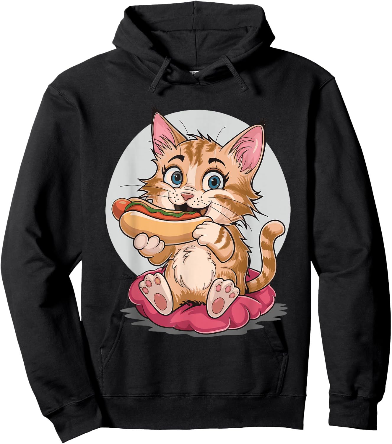 Cat Eating Hot Dog Women Hoodie - Hoodie | Black