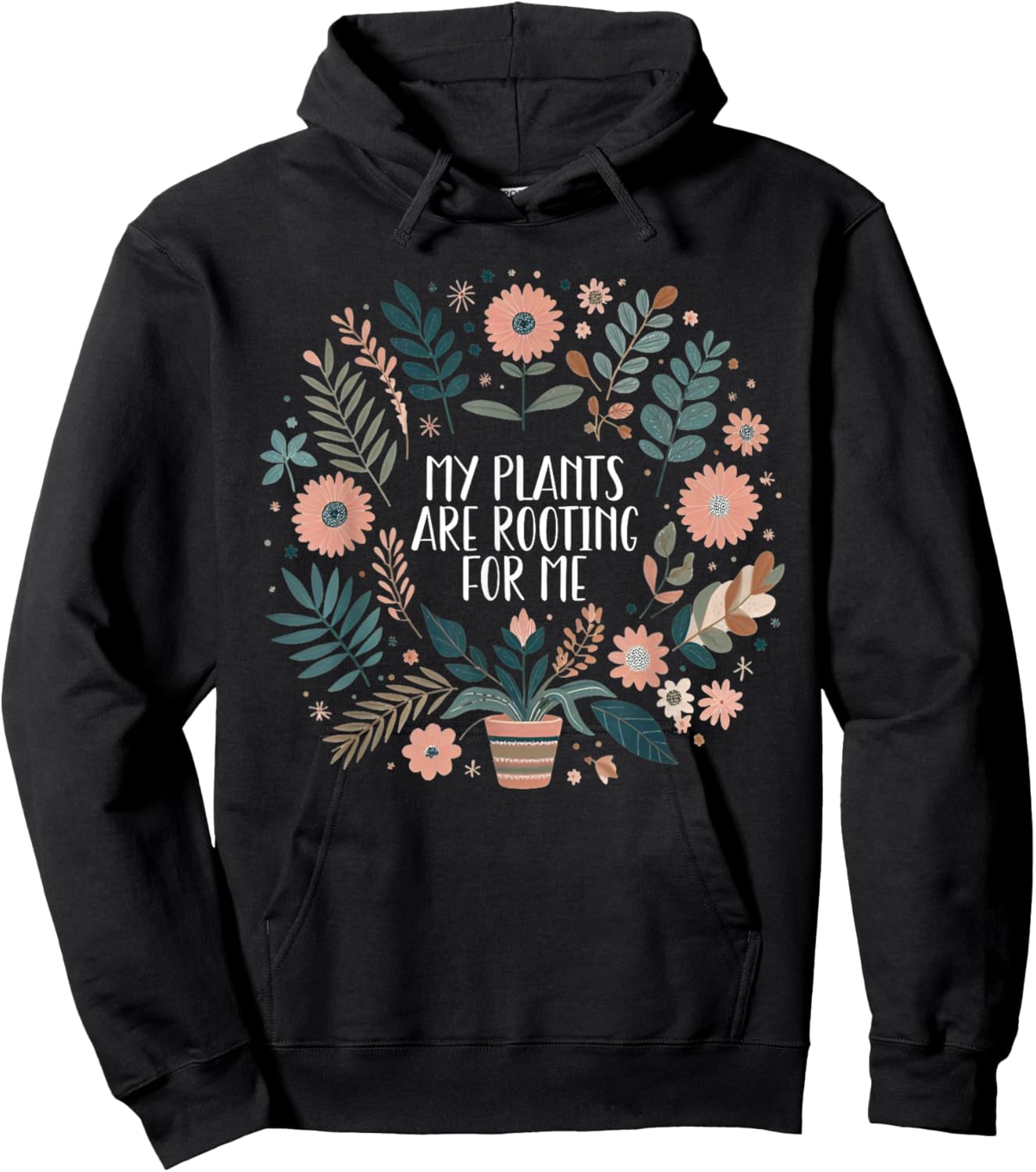 Retro Vintage My Plants Are Rooting For Me Plant Lover Funny Hoodie - Hoodie | Black