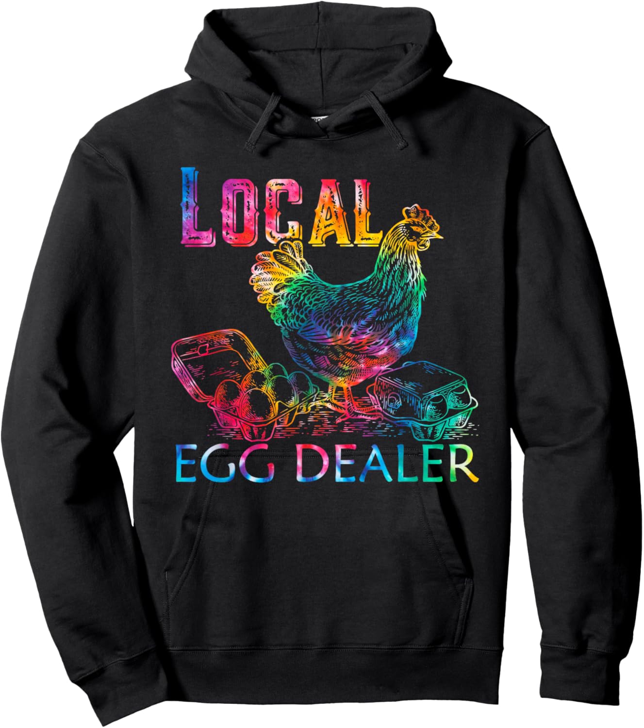 Tie Dye Funny Local Egg Dealers Farmer Chicken Egg Lover Hoodie - Hoodie | Black
