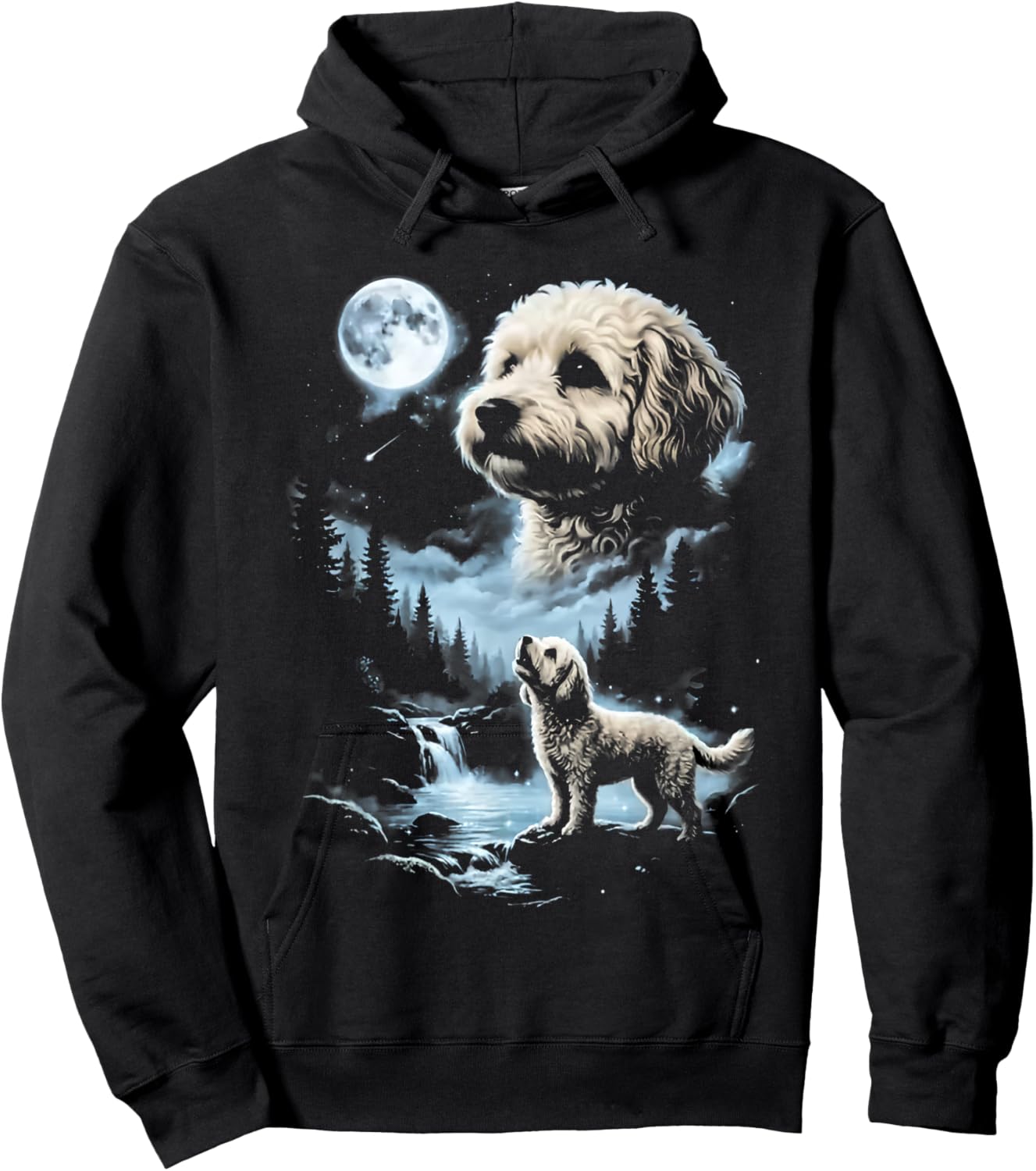 Maltipoo Howling to the Moon Hoodie - Hoodie | Black