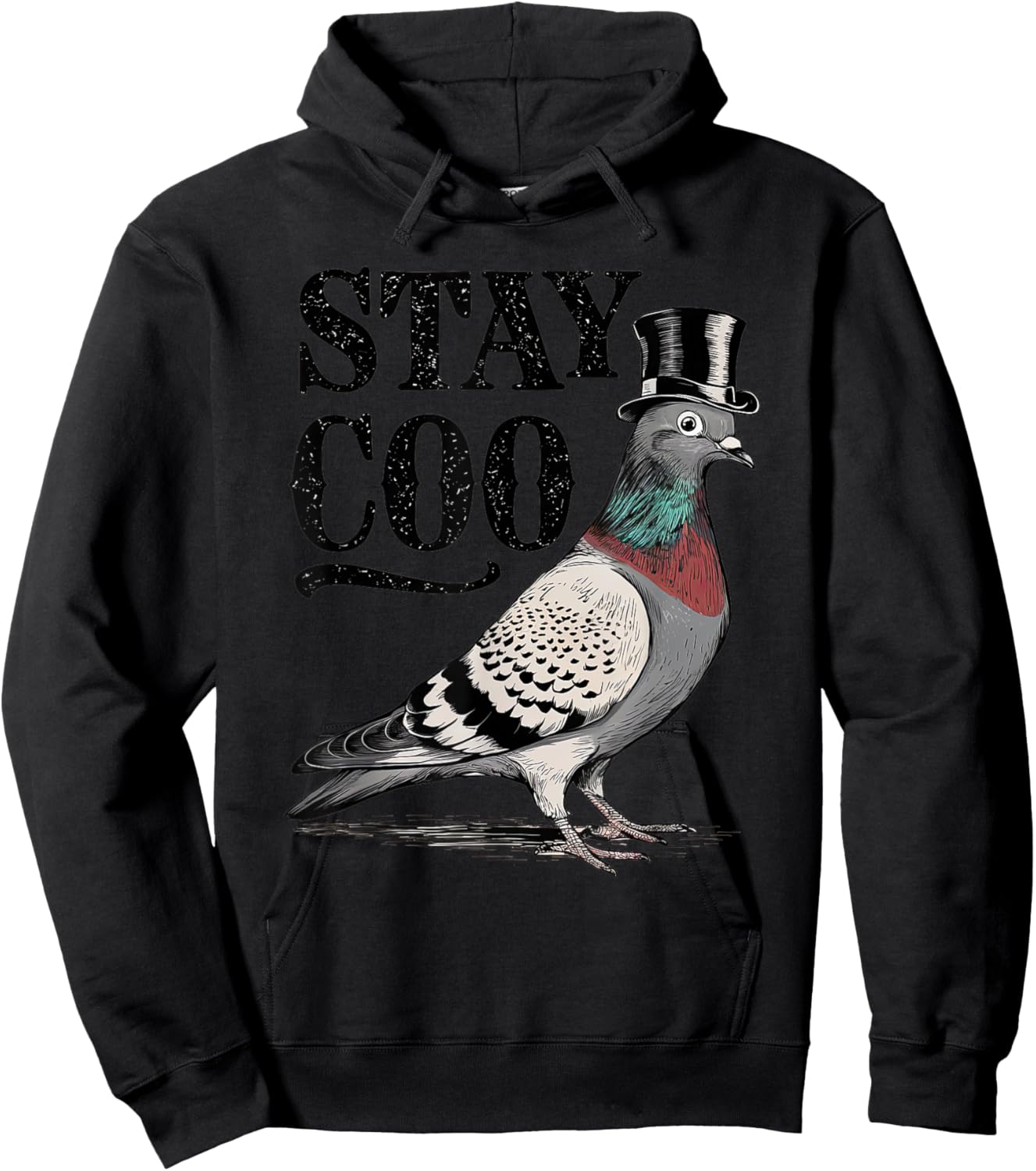 Stay Coo Funny Pigeon Top Hat Retro Design Hoodie - Hoodie | Black