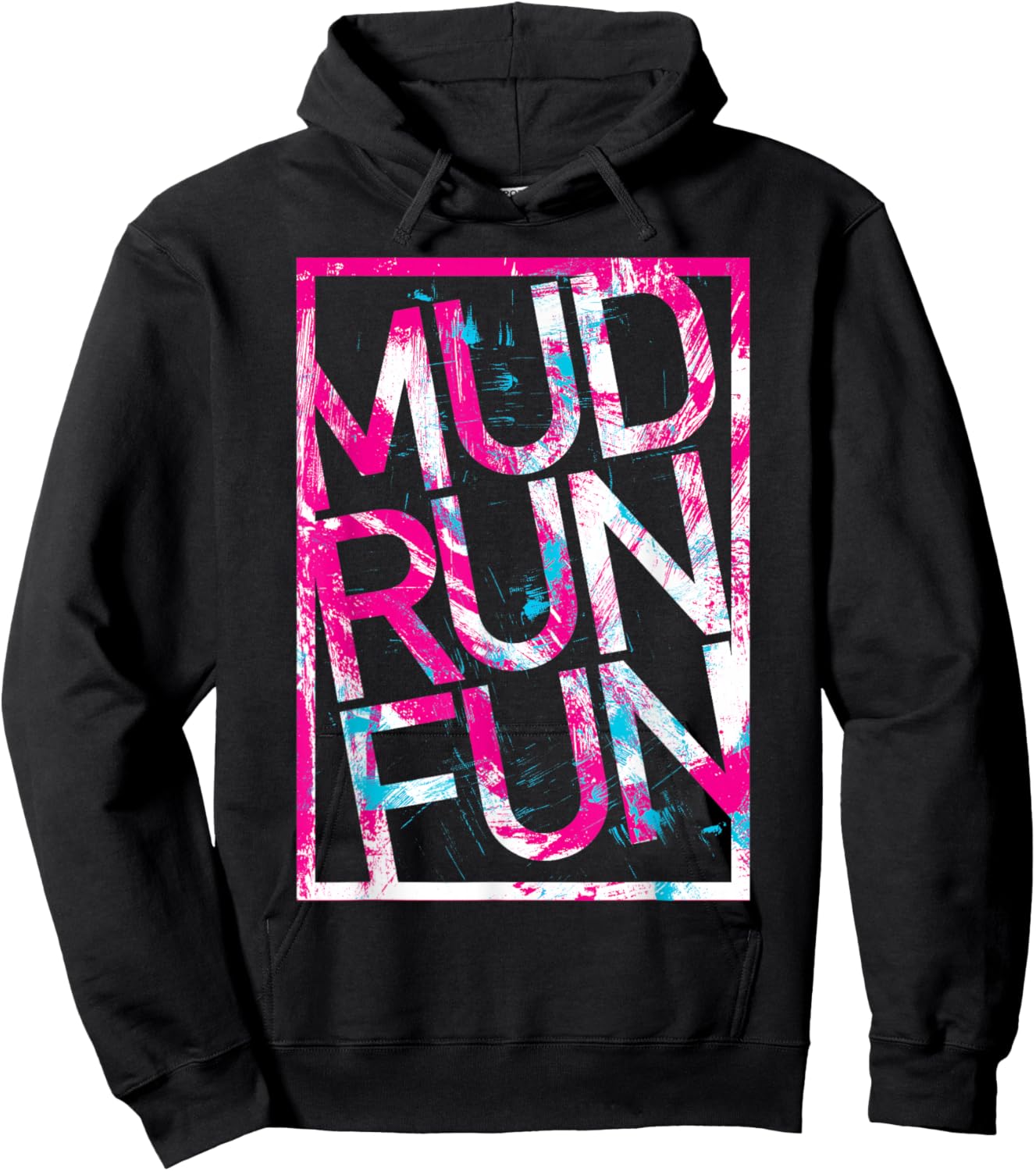 Mud Run Fun CROOKED Mudder PINK Trail Running and Mudding Hoodie - Hoodie | Black