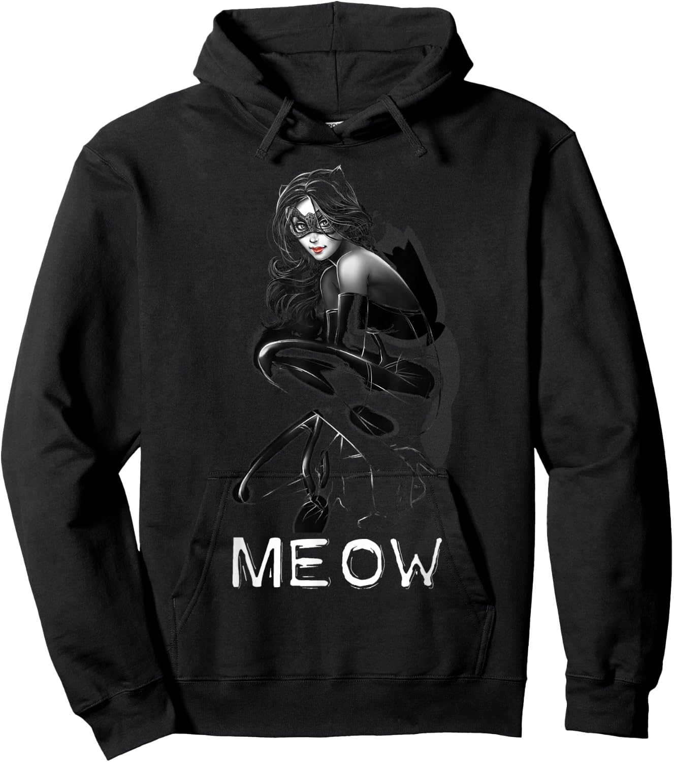 DC Catwoman Text Meow Hoodie - Hoodie | Black