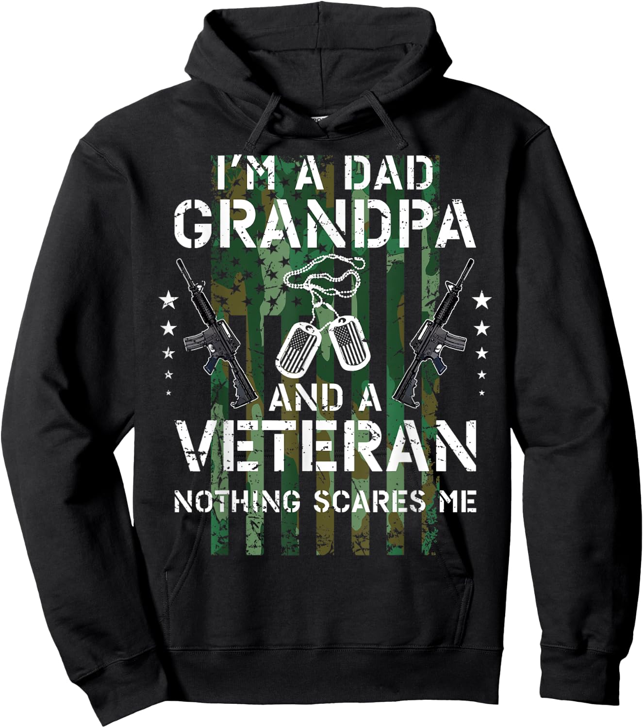 I'm A Dad Grandpa Veteran Dad Father Husband Father's Day Hoodie - Hoodie | Black