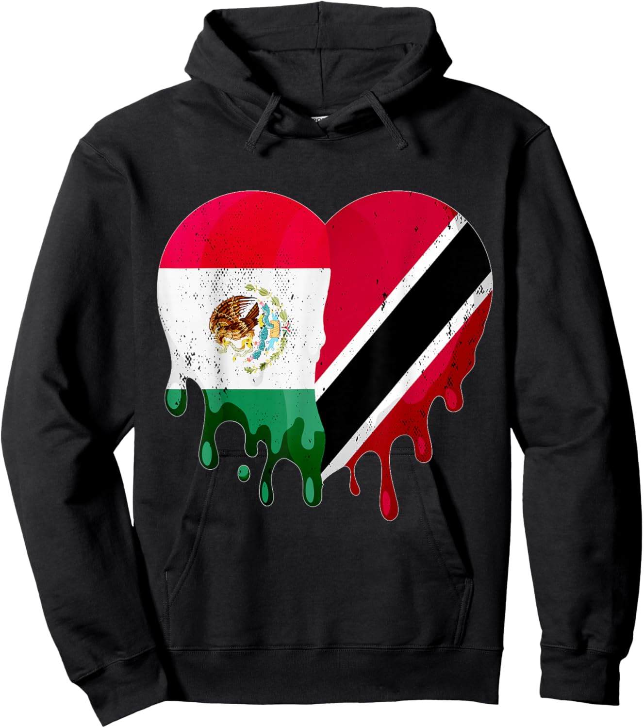 Mexico Trinidad & Tobago Flag Heart Grown Patriot Country Hoodie - Hoodie | Black