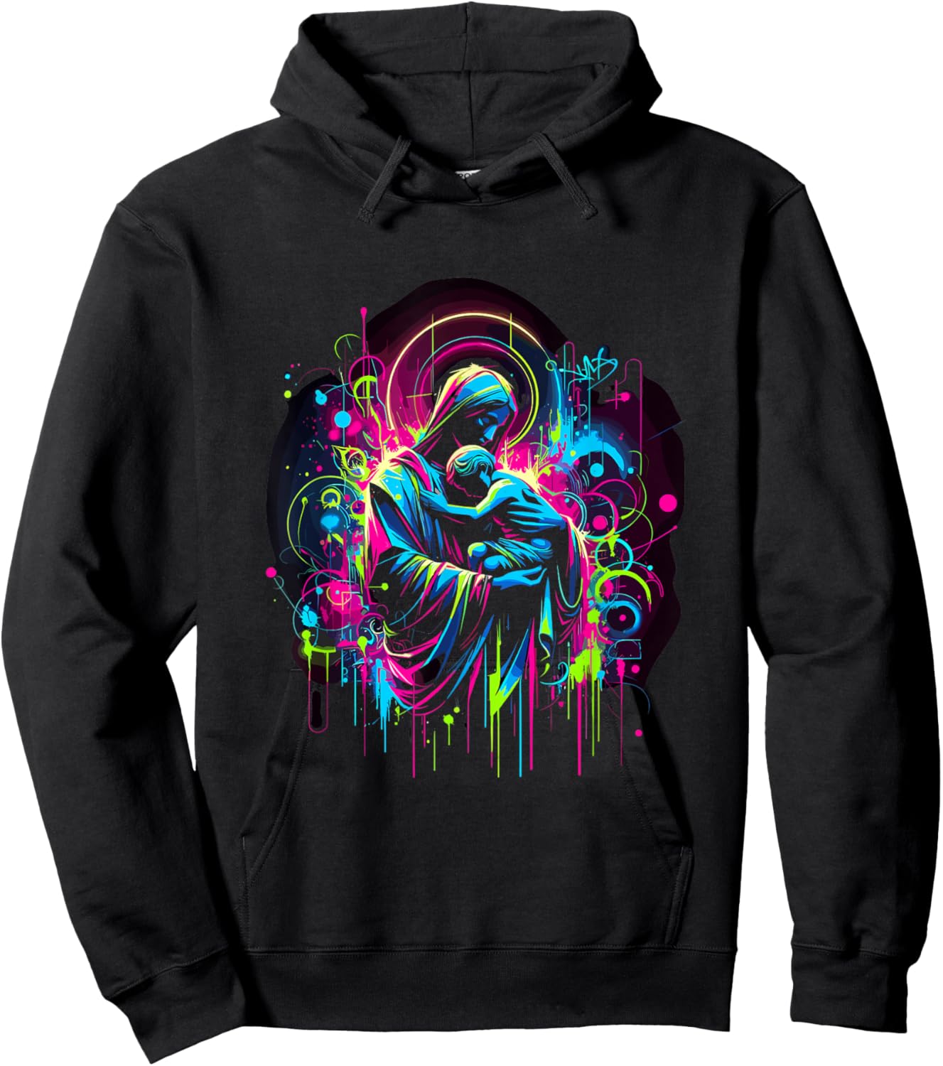 Retro 80s Jesus Graffiti Art Hoodie - Hoodie | Black