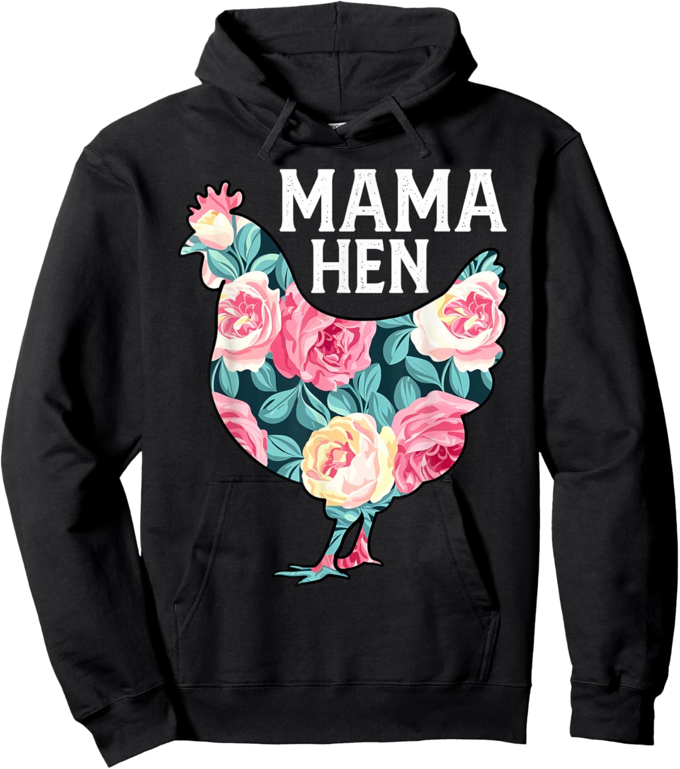 Funny Mother's Day Mama Hen Chicken Mom Farm Hoodie - Hoodie | Black
