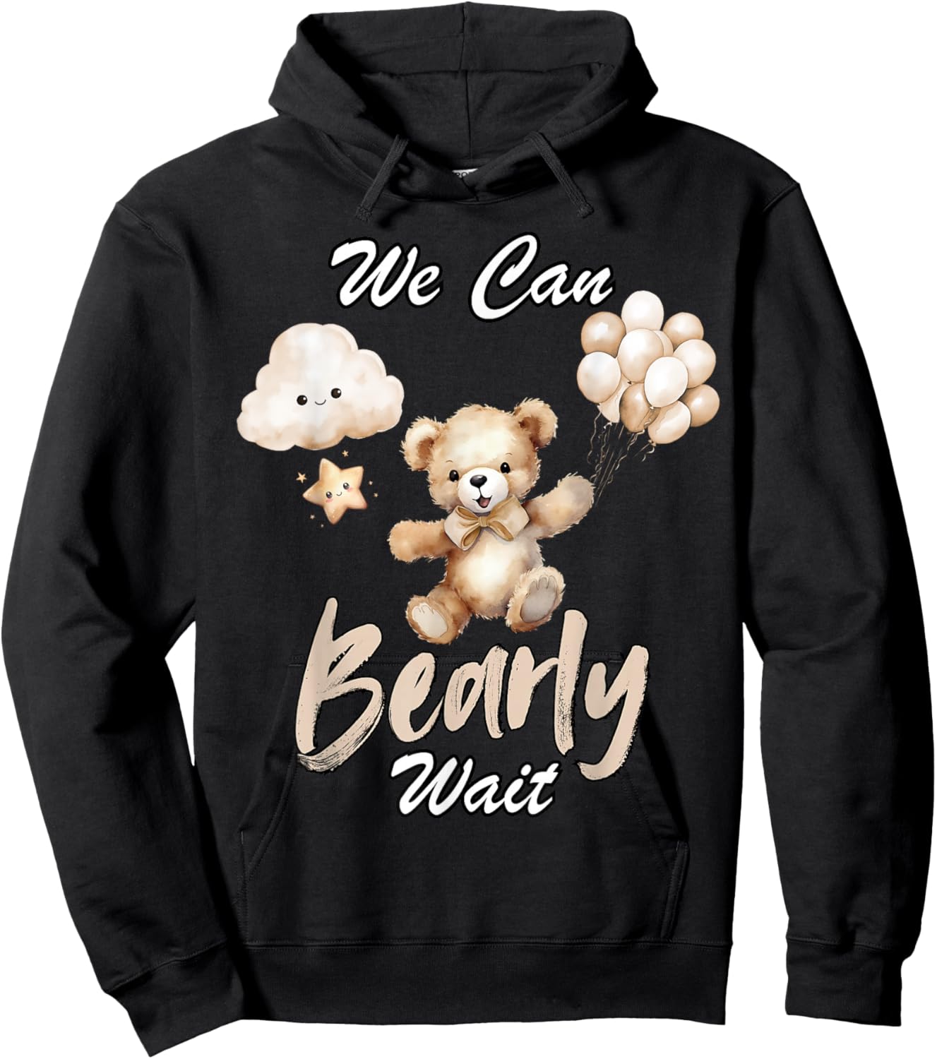 We Can Bearly Wait Gender Neutral Baby Shower Party Hoodie - Hoodie | Black