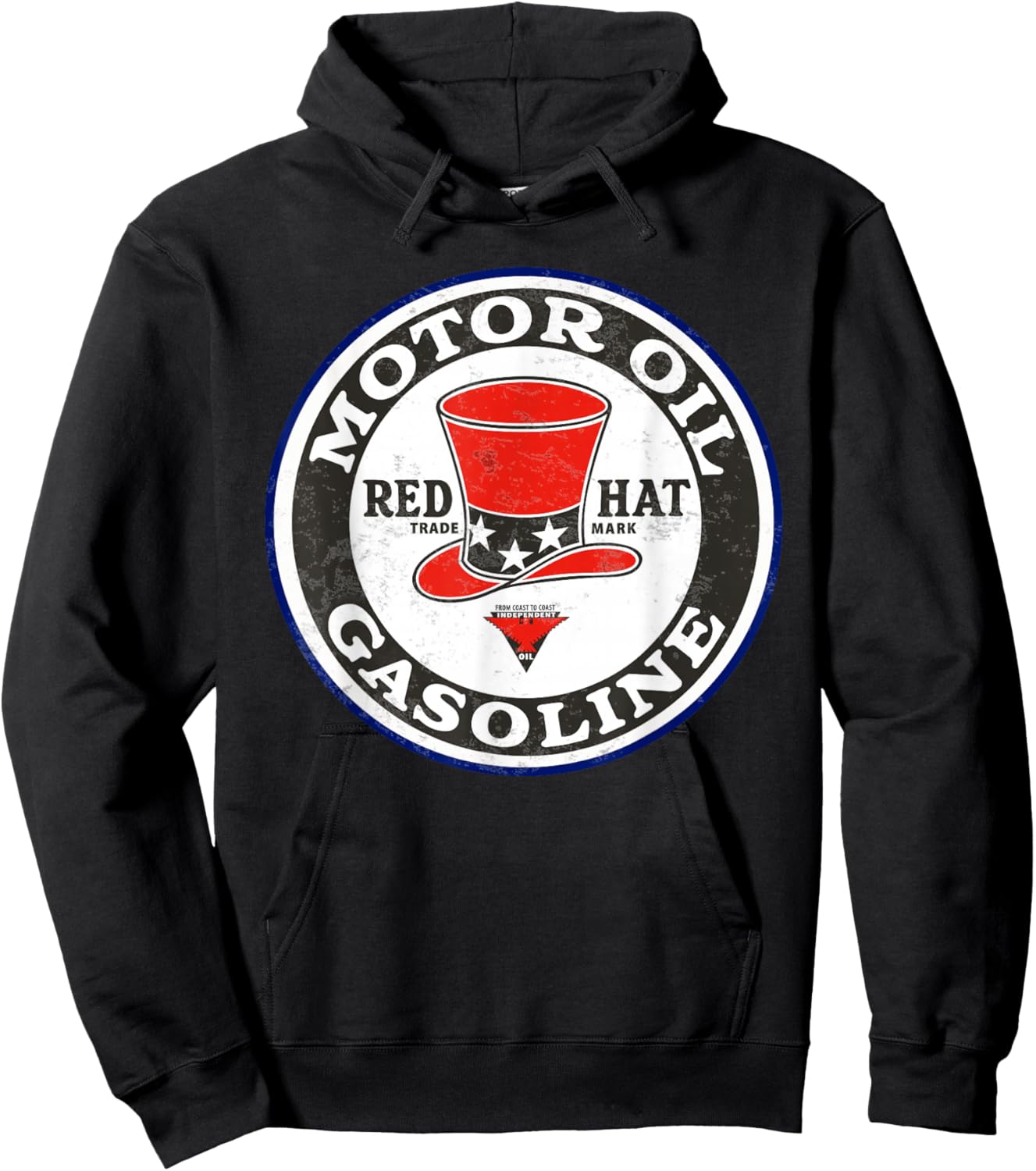 Retro Vintage Gas Station Red Hat Motor Oil Car Bikes Garage Hoodie - Hoodie | Black