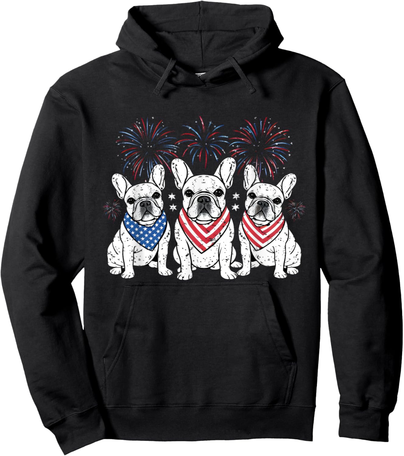 French Bulldog American Flag 4th Of July Independence Day Hoodie - Hoodie | Black