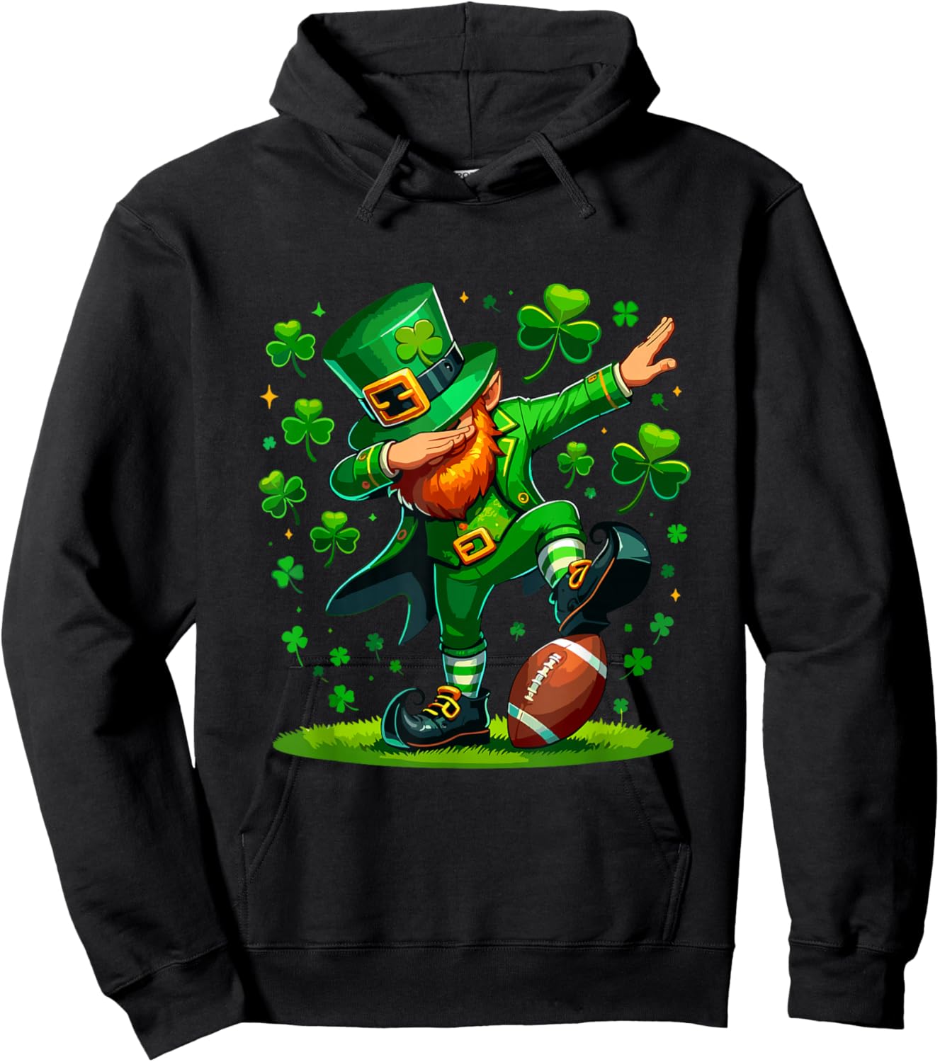 St Patricks Day Boy Men Football Costume Dabbing Leprechaun Hoodie - Hoodie | Black
