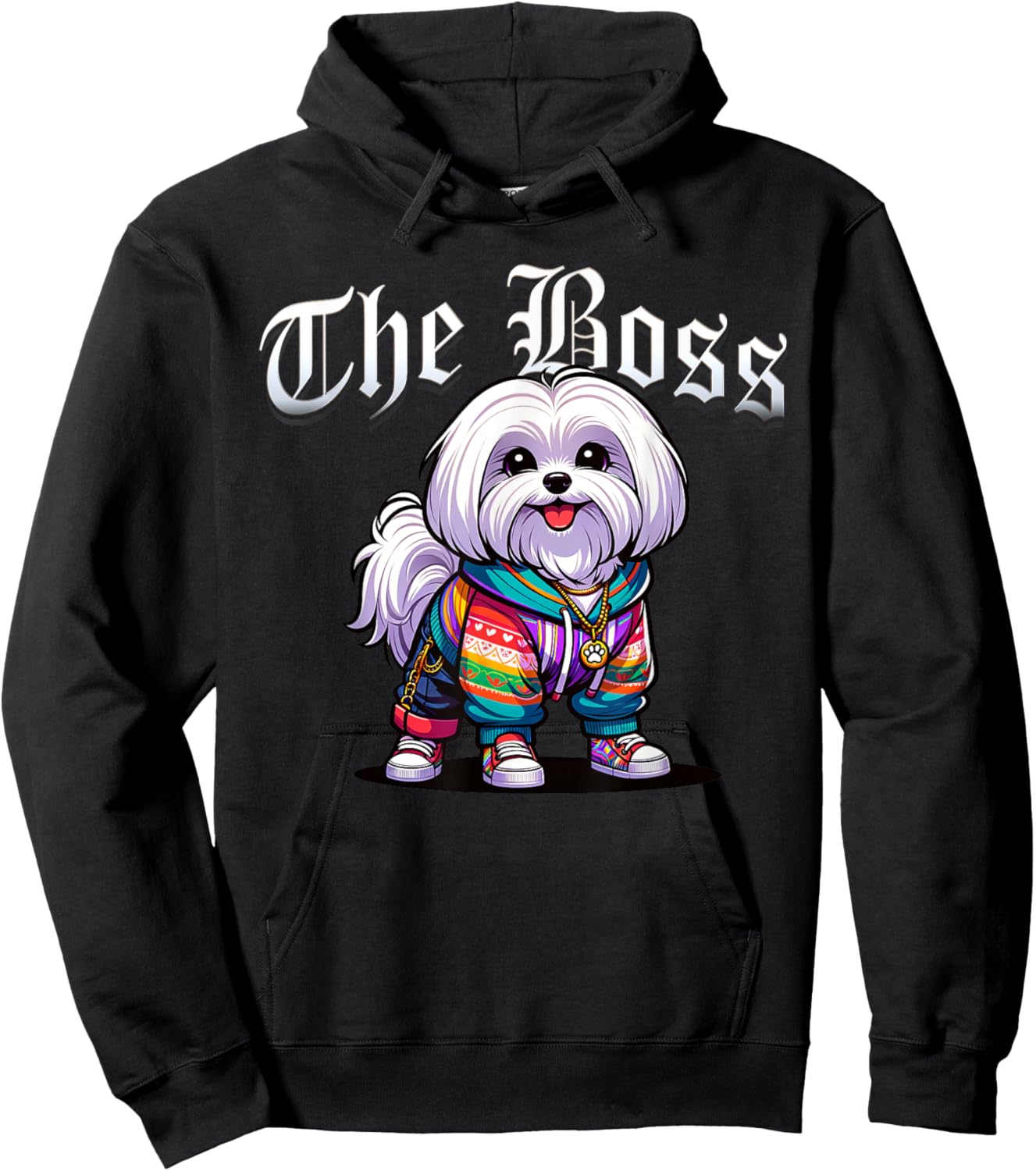 Maltese Dog The Boss Cool Jacket Outfit Dog Mom Dad Women Kids Hoodie - Hoodie | Black