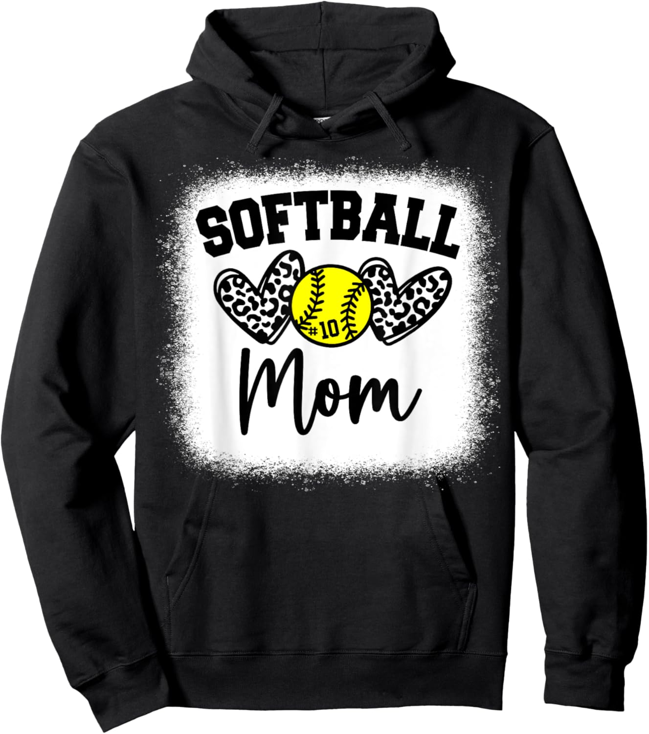 Custom Softball Mom Number 10 Heart for Mom Hoodie - Hoodie | Black