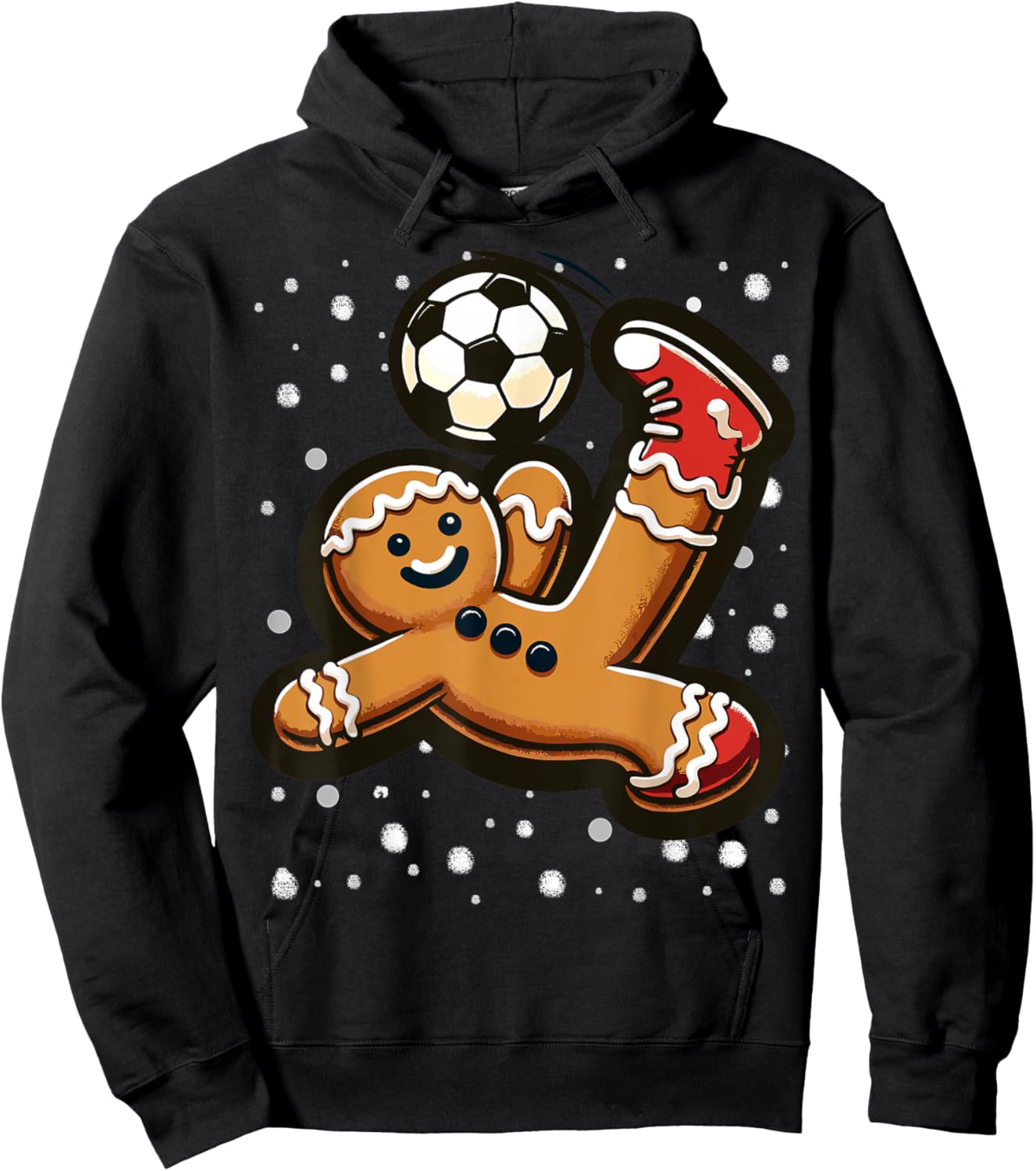 Gingerbread Plays Soccer Bicycle Kick, Cookie Christmas Hoodie - Hoodie | Black