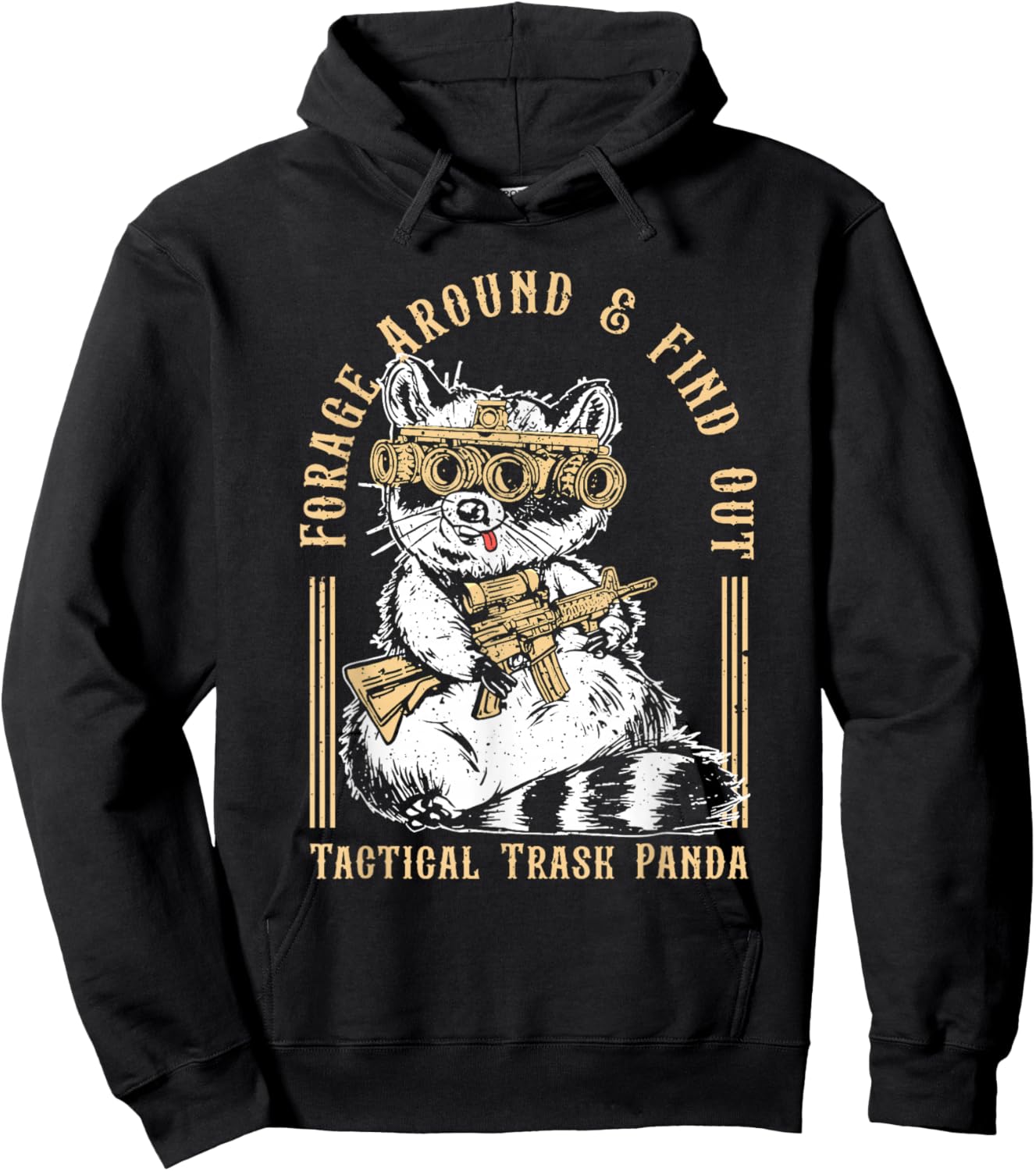 Forage Around & Find Out Tactical Trash Panda Hoodie - Hoodie | Black