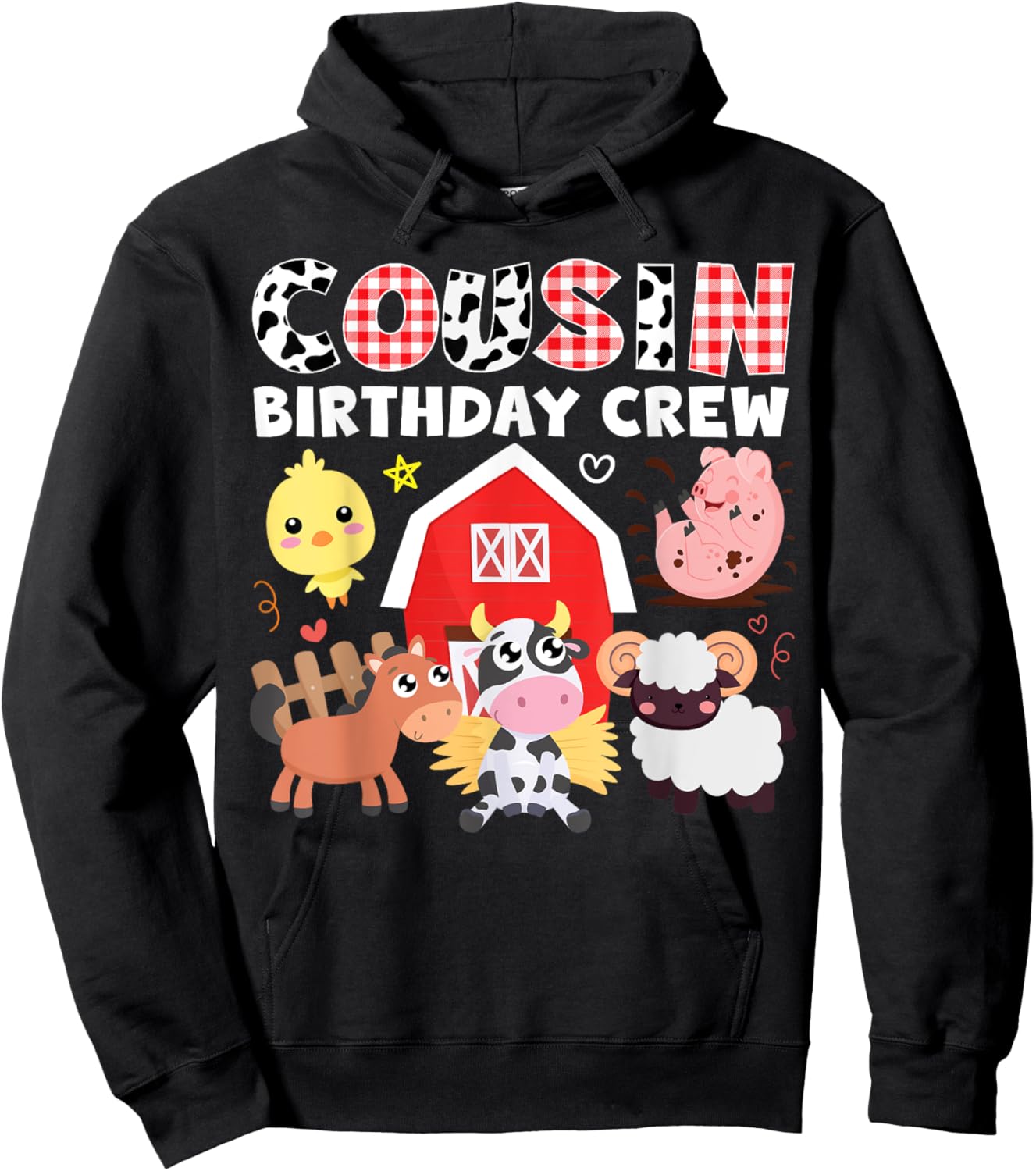 Cow Cousin Birthday Crew Farm Theme Animals Birthday Party Hoodie - Hoodie | Black