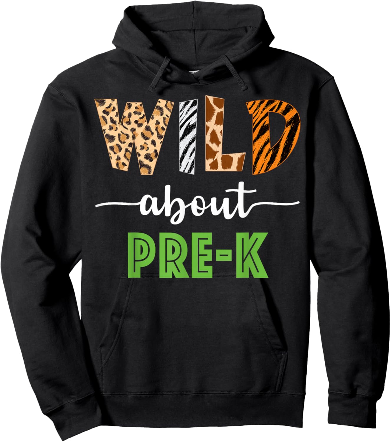 Wild About Pre-K Teacher Student Pre-K Zoo Safari Hoodie - Hoodie | Black