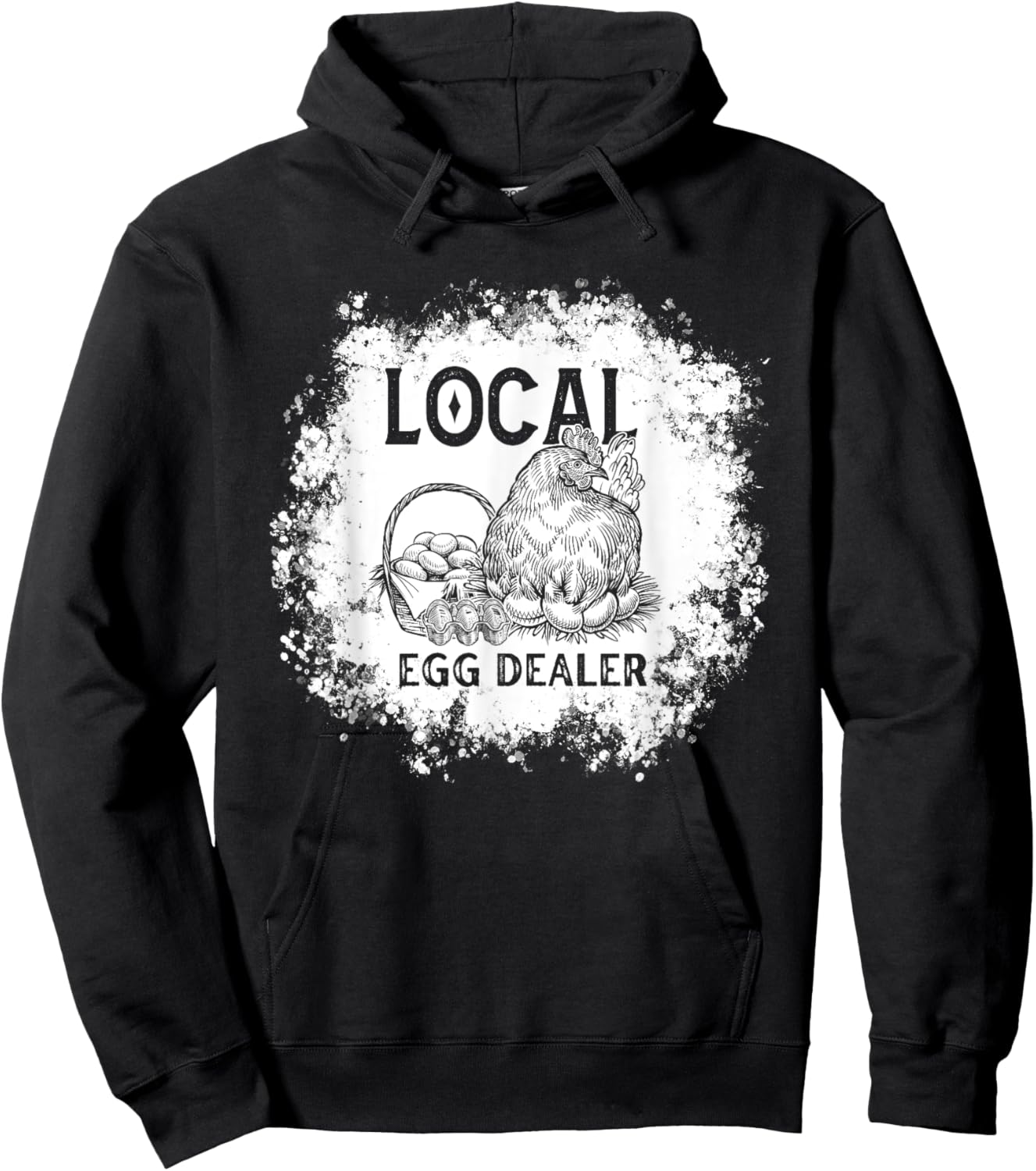 Funny Bleached Chicken Lover Farm Farmer Local Egg Dealer Hoodie - Hoodie | Black