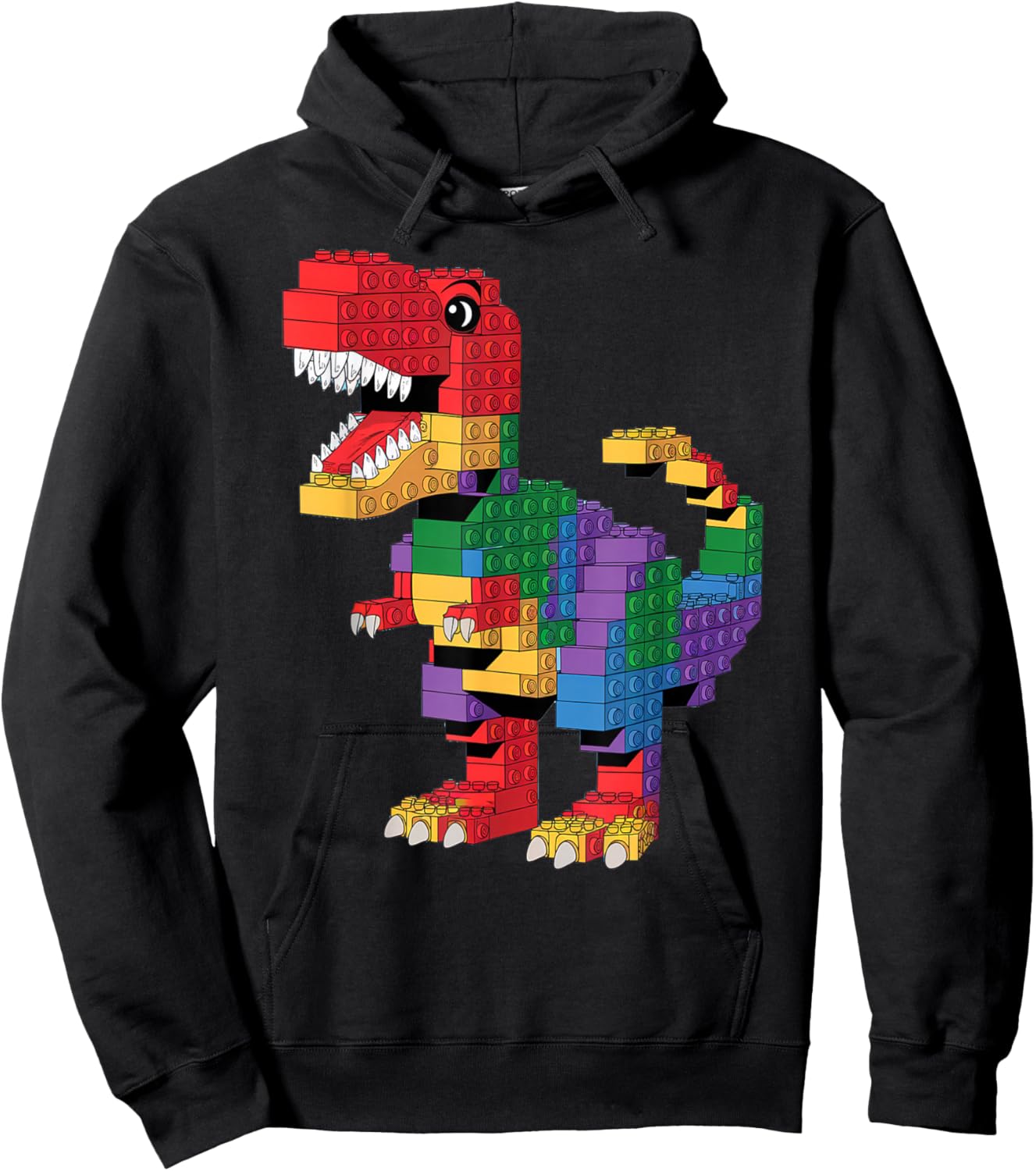 Master Builder Men Boys Kids Building Bricks Dinosaur T-Rex Hoodie - Hoodie | Black