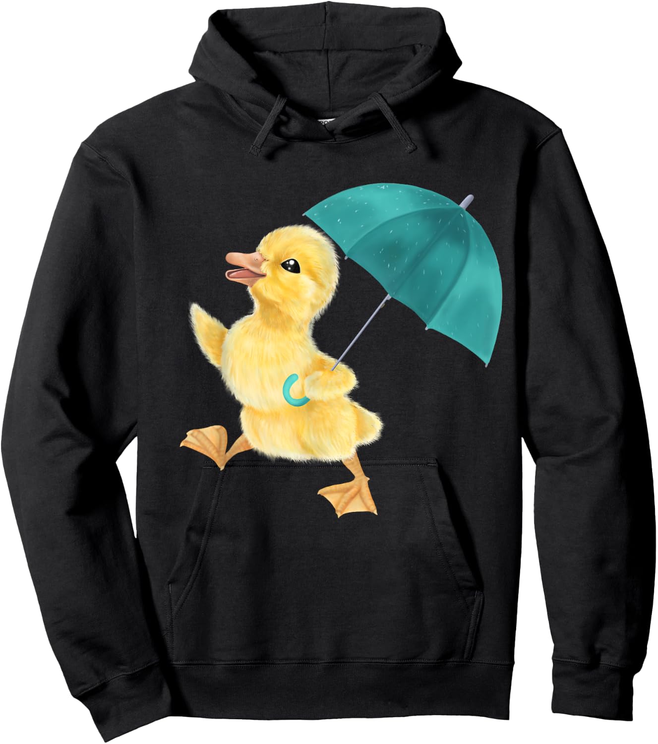 Duckling with Umbrella - Rainy day duck Hoodie - Hoodie | Black