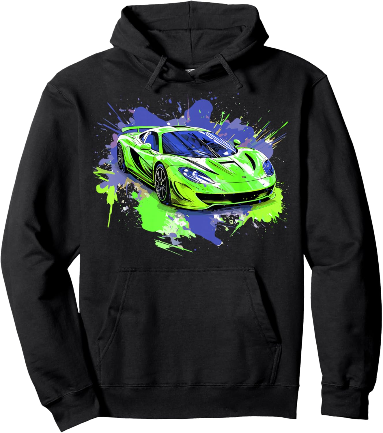 Supercar Exotic Sports Car Concept Poster Style Boys Graphic Hoodie - Hoodie | Black