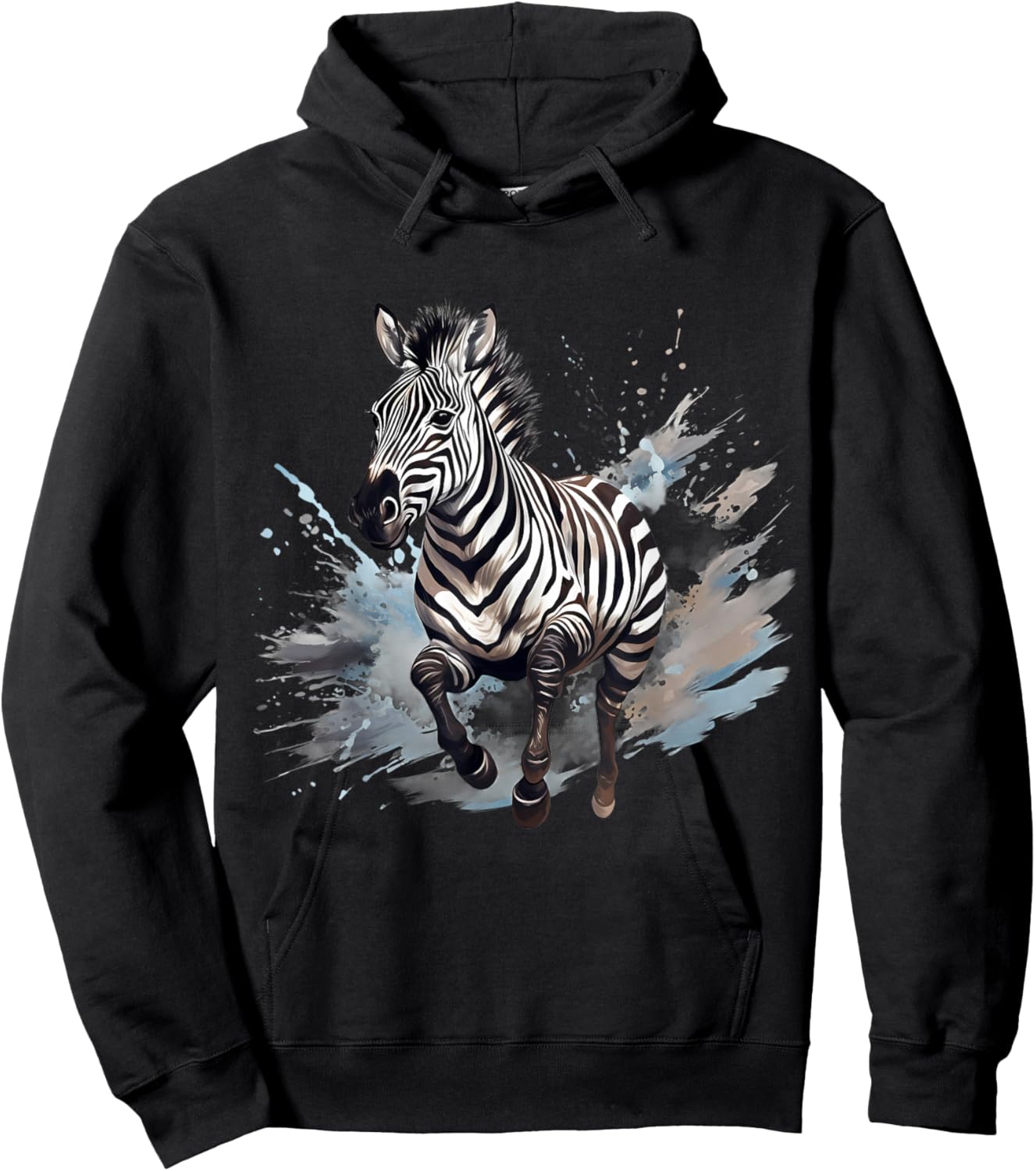 Zebra Splash Animal Art Wildlife Safari Savanna Nature Hoodie - Hoodie | Black