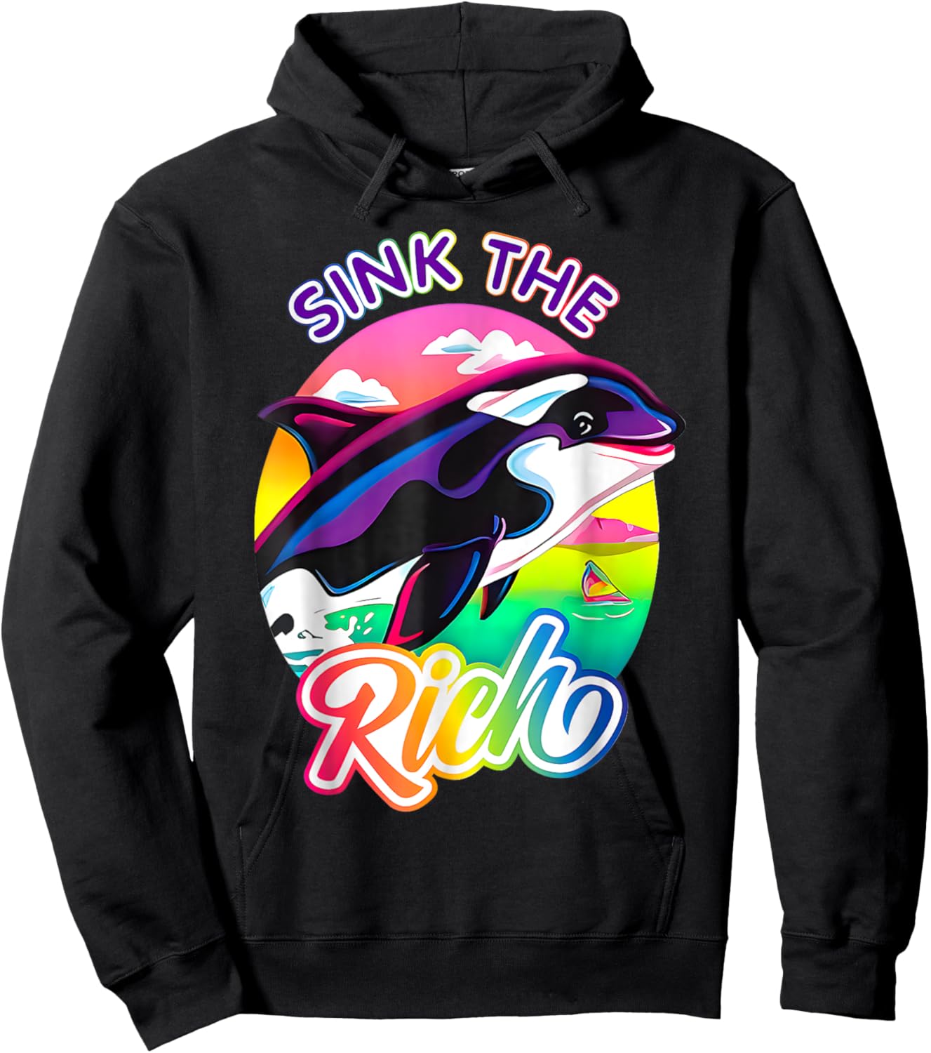 Sink the Rich Funny Orca Killer Whale Meme Hoodie - Hoodie | Black