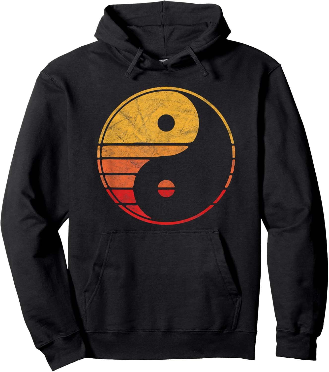 Vintage Yin Yang 80's Minimalist Sun Retro Graphic Hoodie - Hoodie | Black