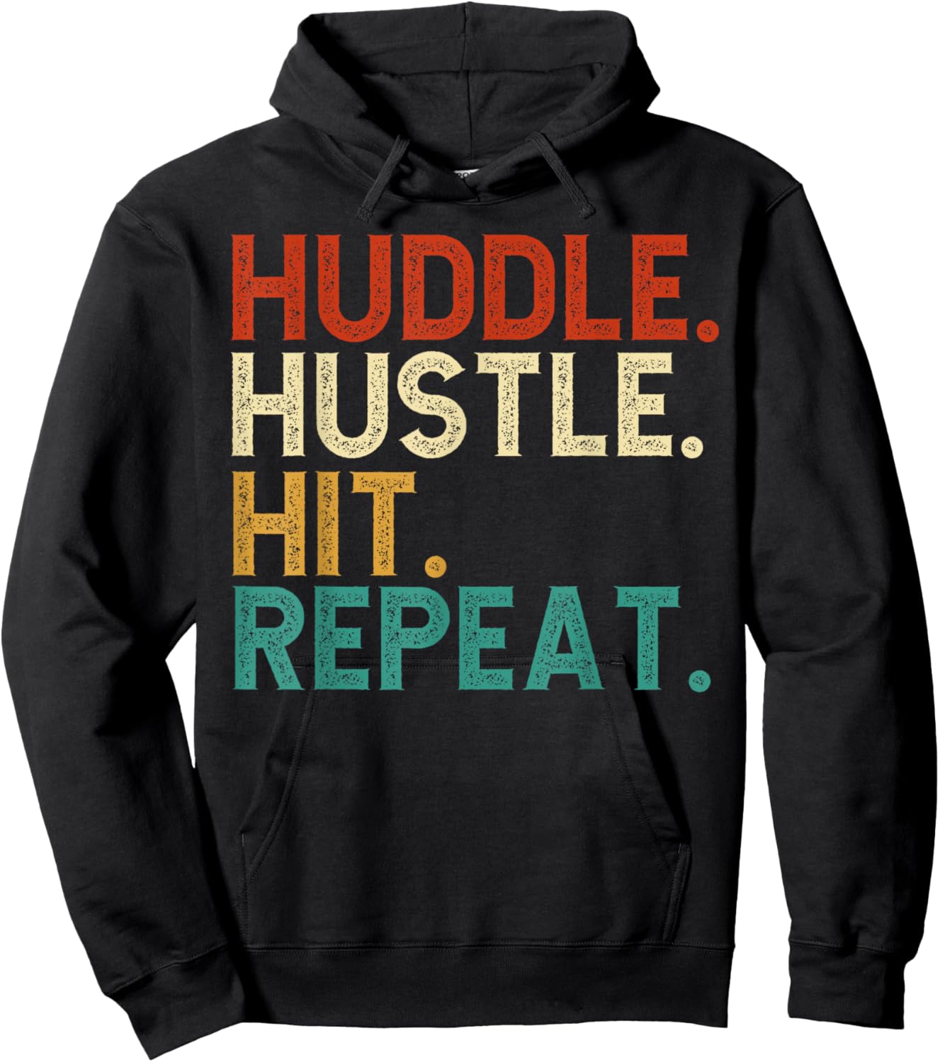 Huddle Hustle Hit Repeat - Football Motivation Hoodie - Hoodie | Black