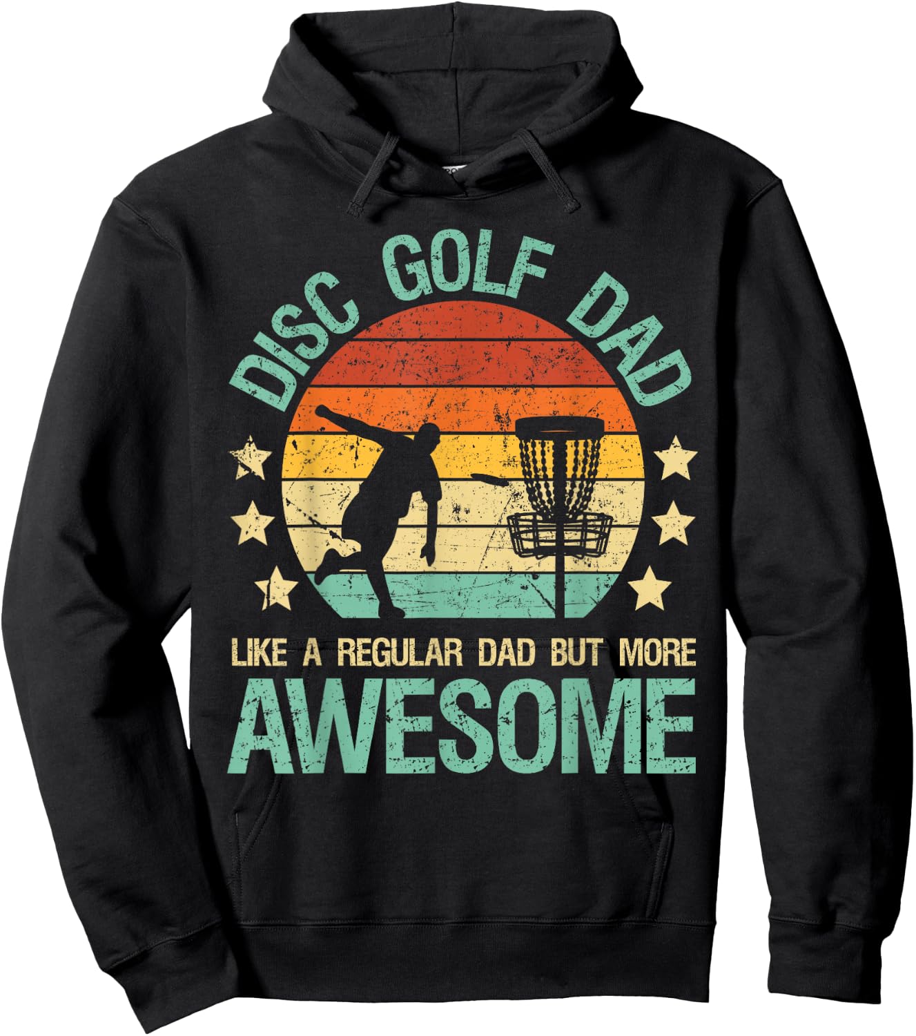 Disc Golf Dad Like A Regular Dad But More Awesome Gift Retro Hoodie - Hoodie | Black