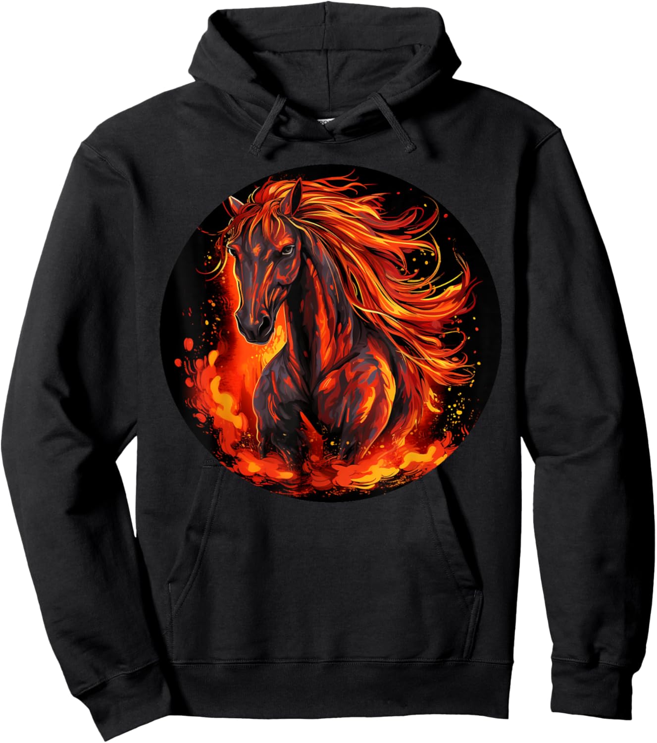 Funny burning horse outfit for horses flames lovers Hoodie - Hoodie | Black