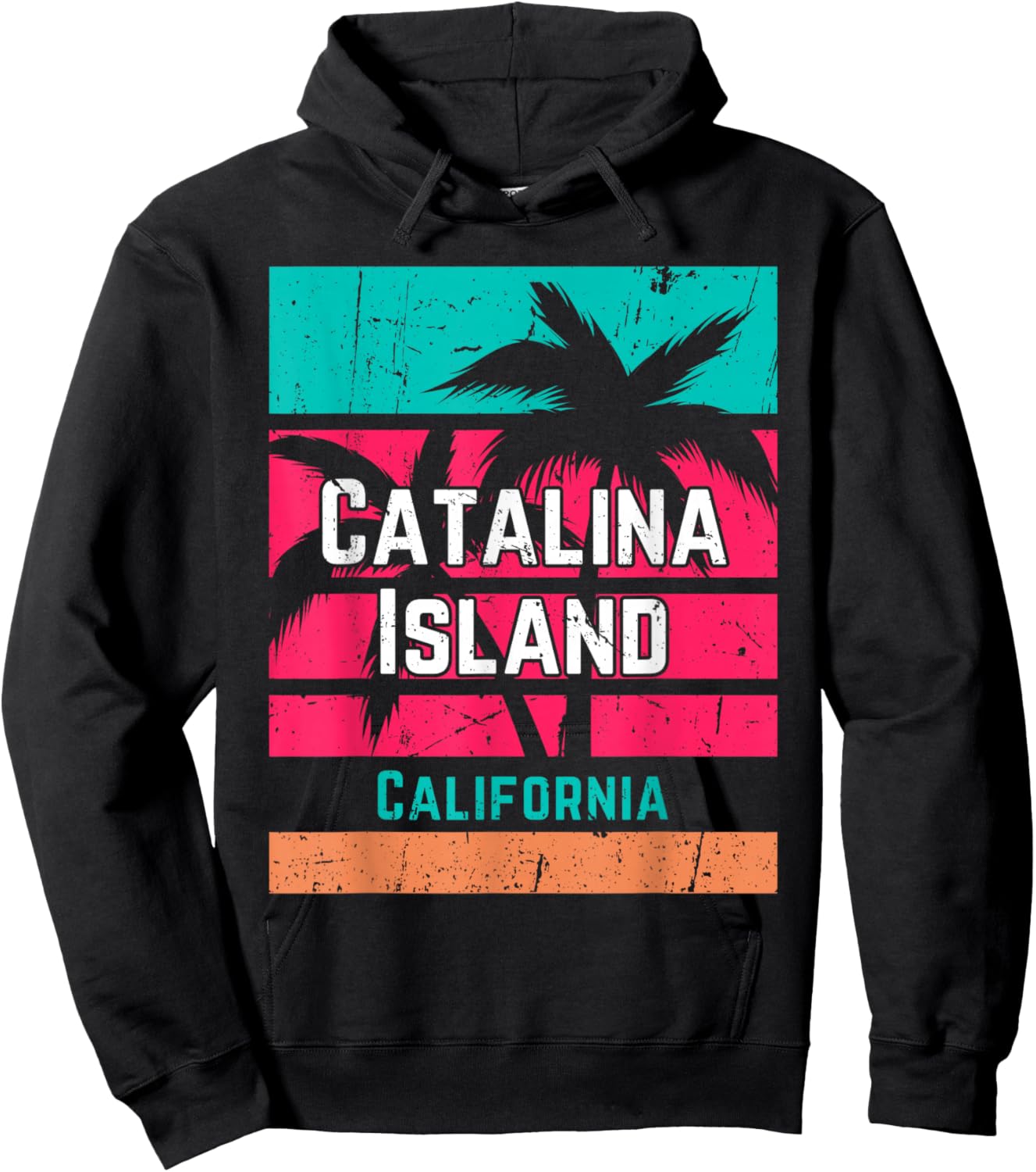 Catalina Island California Vacation Souvenir Surfing Vintage Hoodie - Hoodie | Black