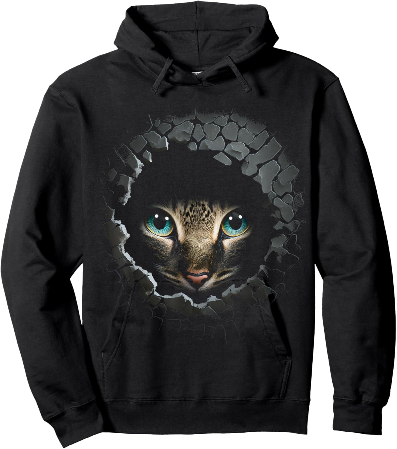 Cat Face Wall Eyes Animal Pet Cat Hoodie - Hoodie | Black