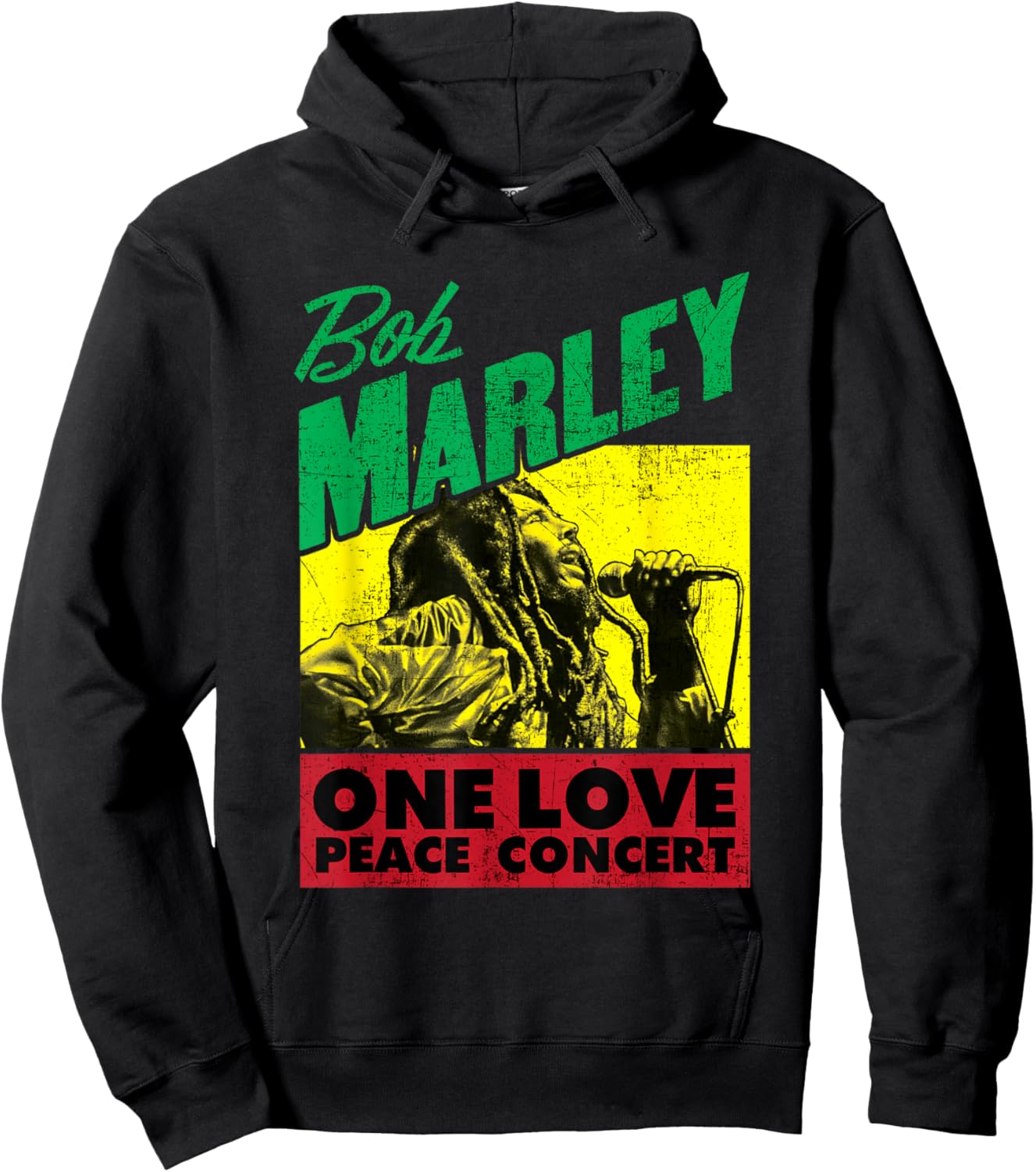 Official Bob Marley One Love Peace Concert Hoodie - Hoodie | Black