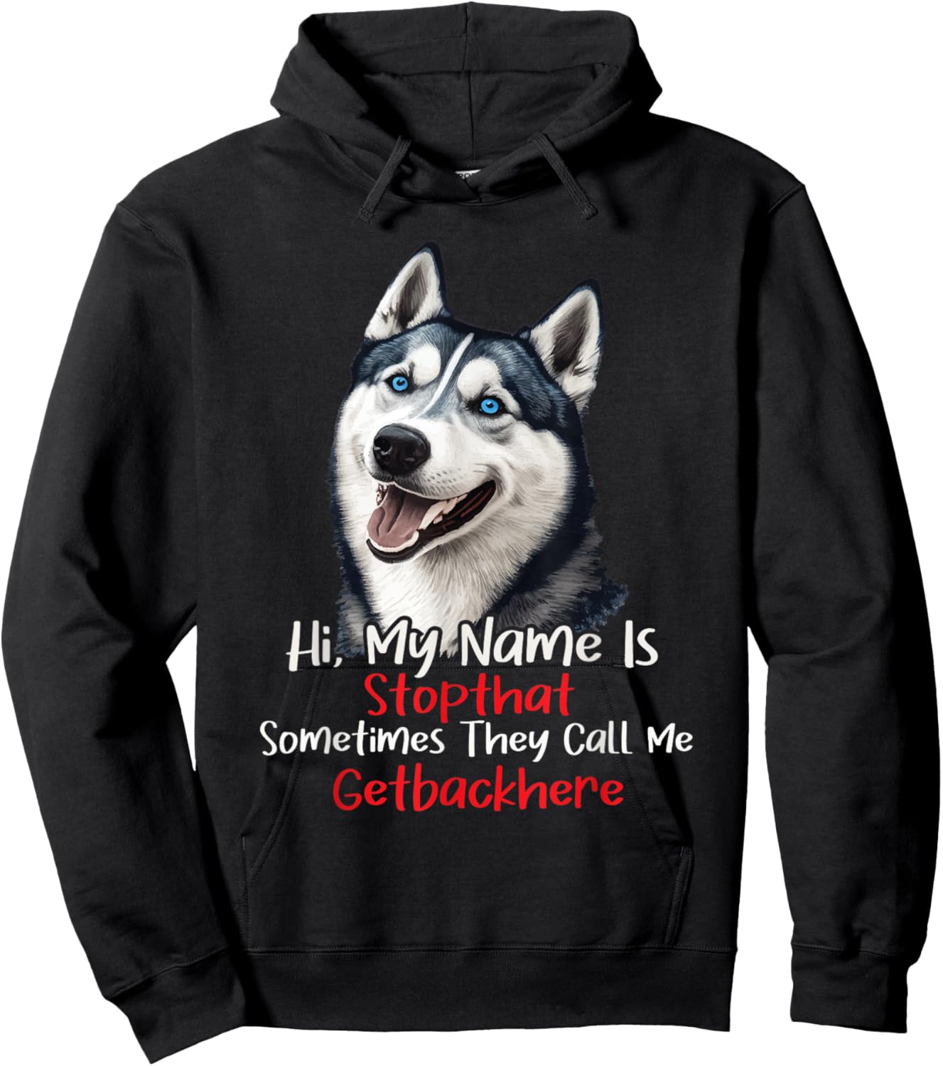 My Name Is Stop That Sometimes Get Back Here - Husky Lover Hoodie - Hoodie | Black