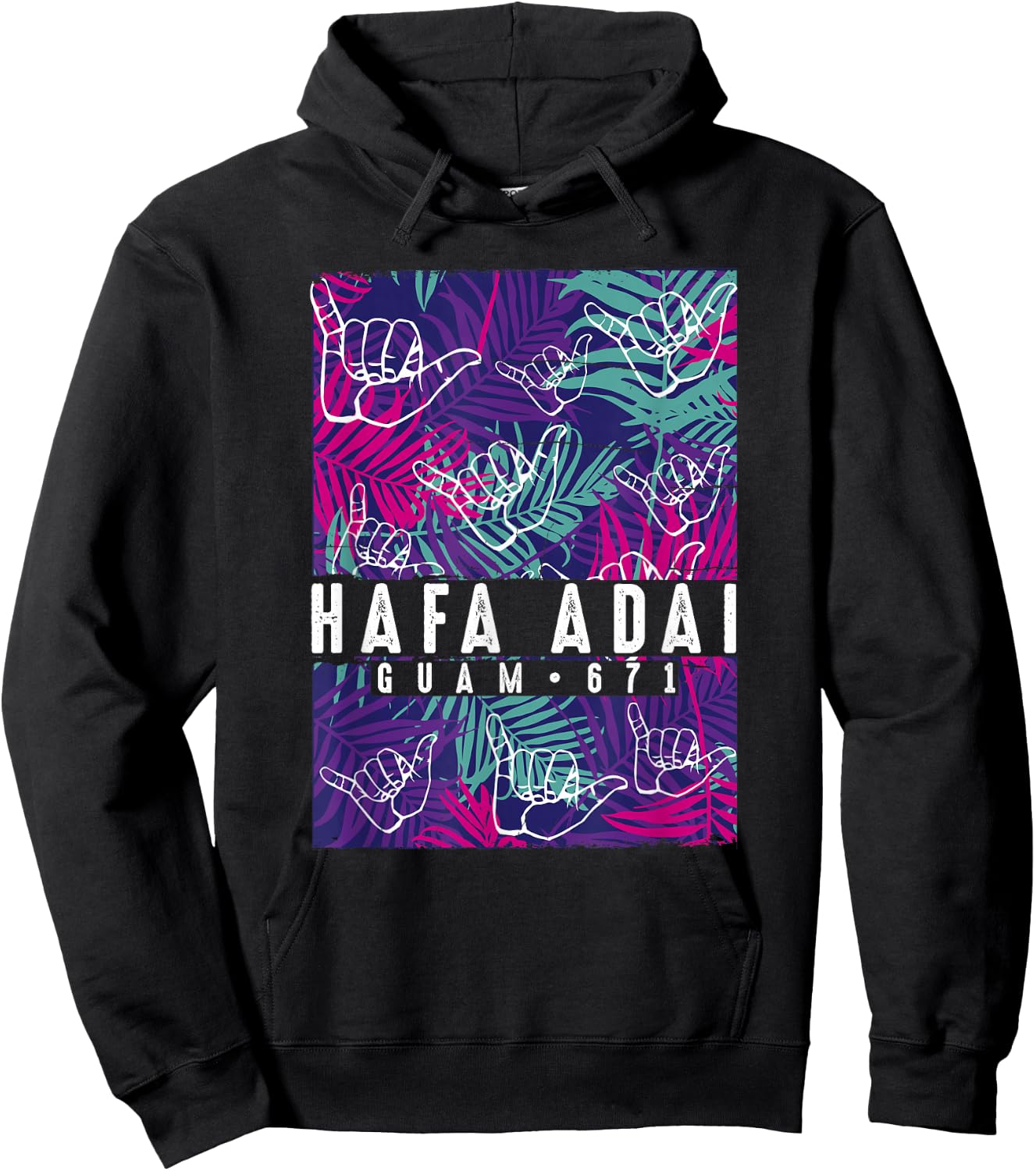 Tropical Palms Hafa Adai Guam Shirt GU t shirt Hoodie - Hoodie | Black