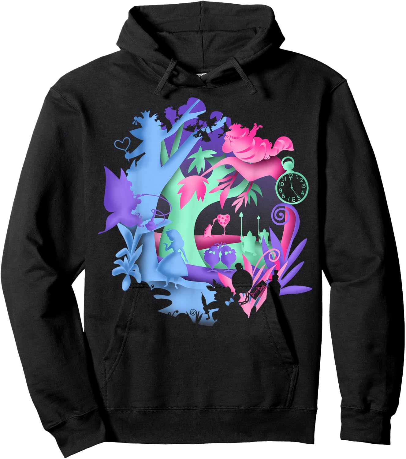 Disney Alice in Wonderland Neon Forest Silhouette Small Hoodie - Hoodie | Black