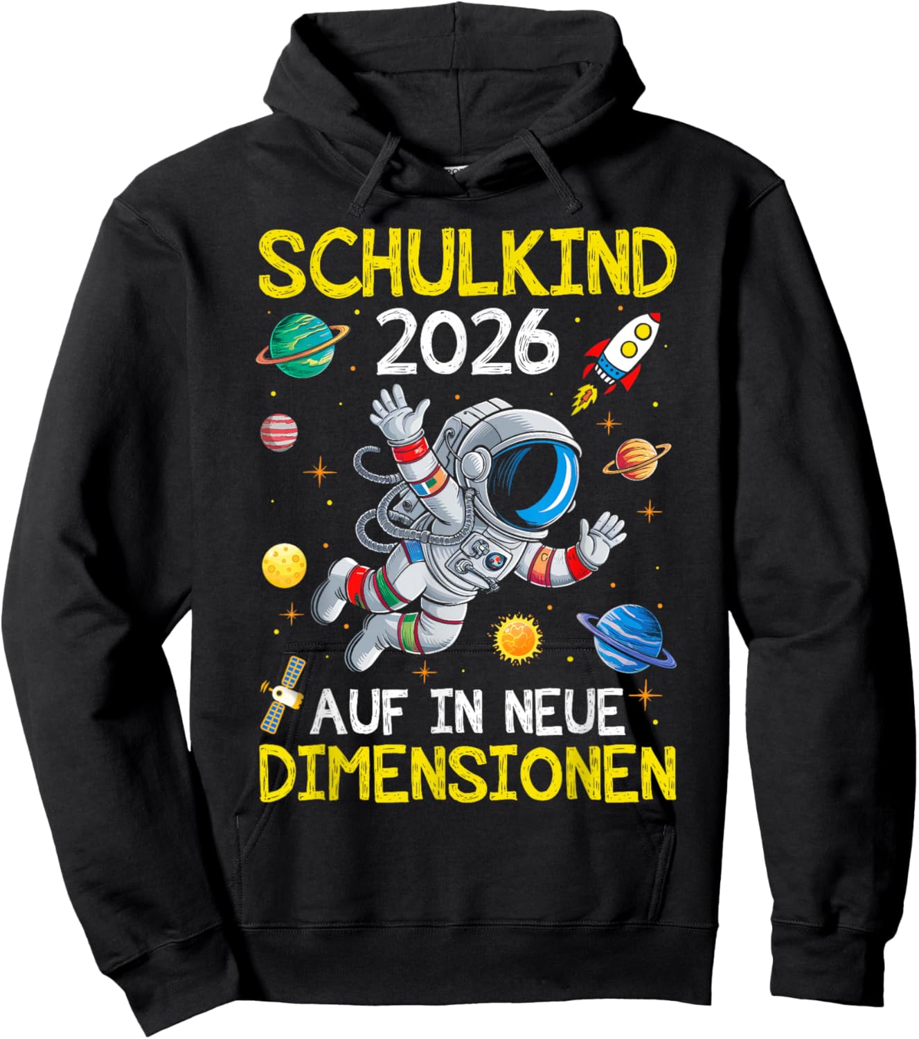 Schulkind 2026 Weltraum Planet Jungen Einschulung Astronaut Hoodie - Hoodie | Black