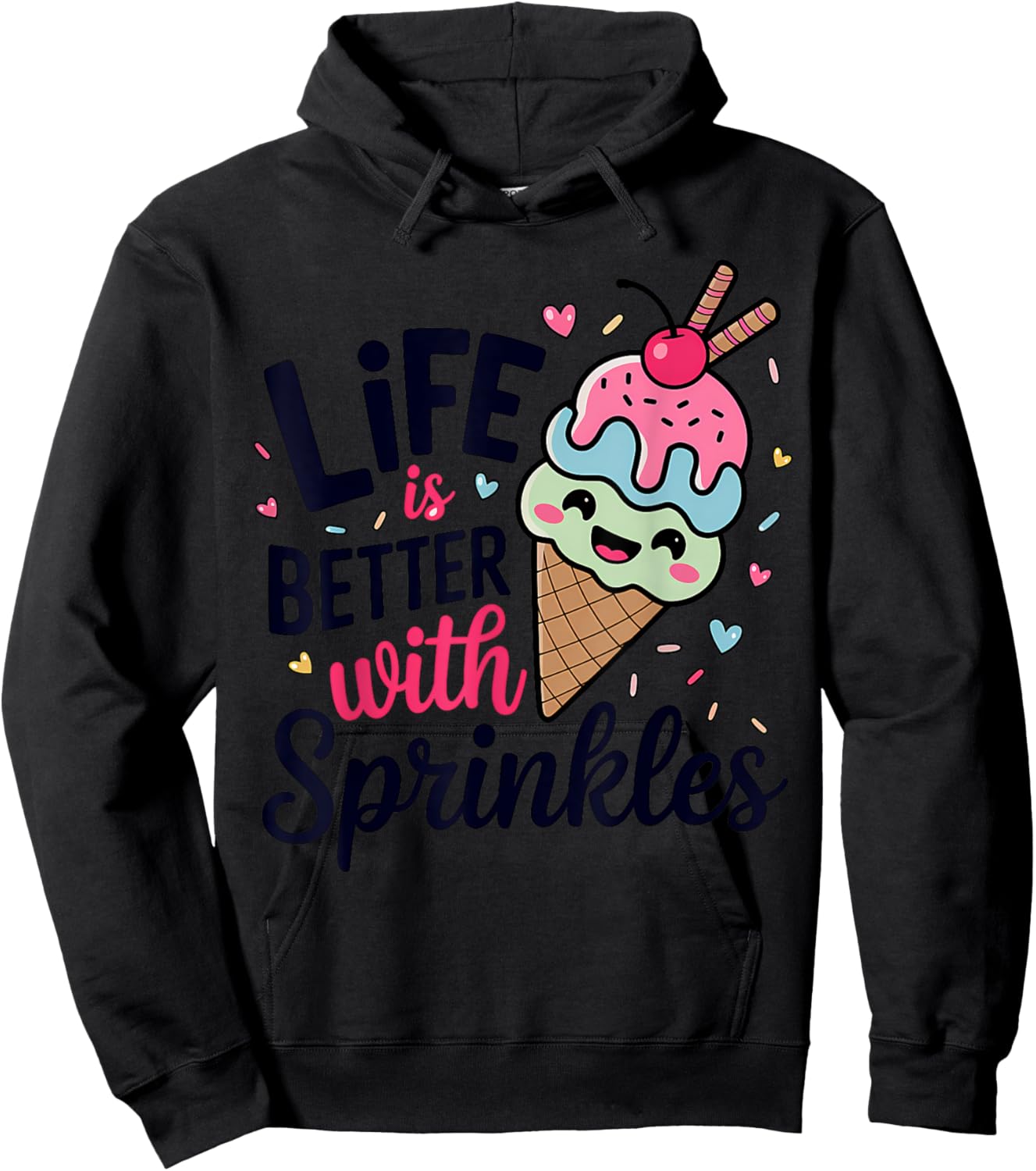 Life is Better With Sprinkles Ice Cream Bar Maker Mix Hoodie - Hoodie | Black