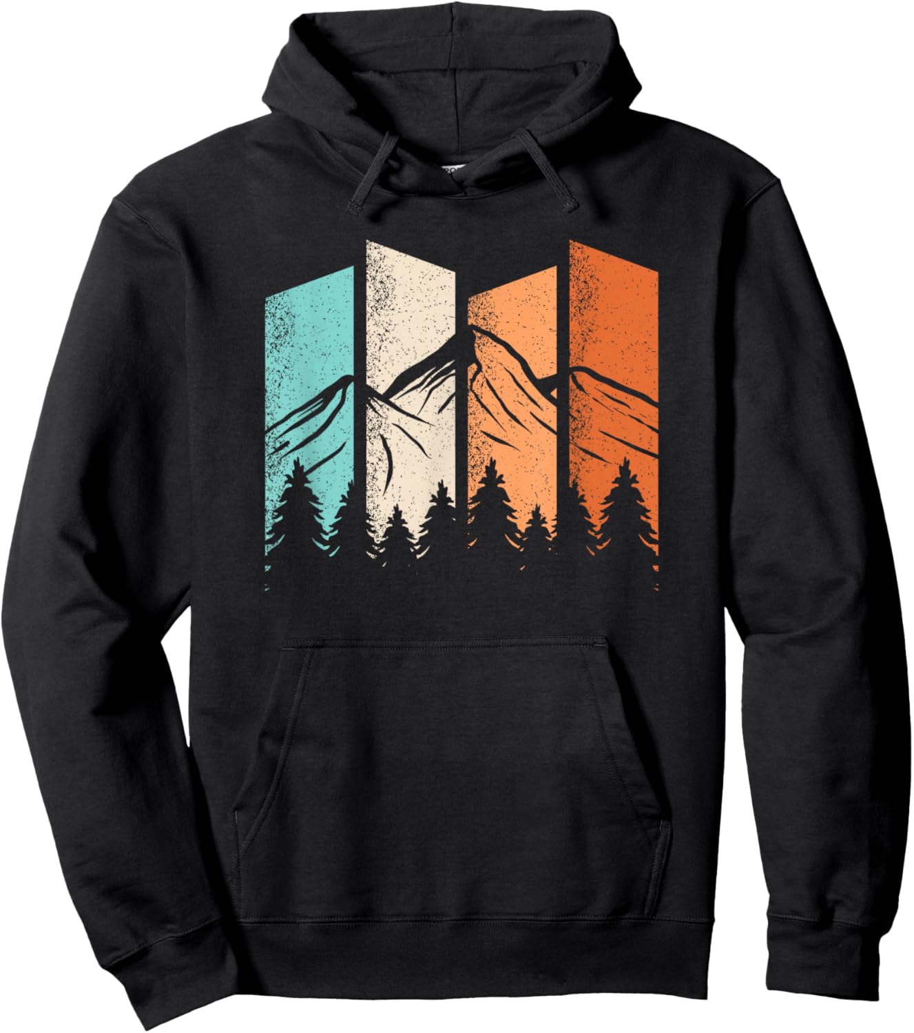 Retro Gebirge Wandern Landschaft Natur Outdoor Bergsteiger Hoodie - Hoodie | Black
